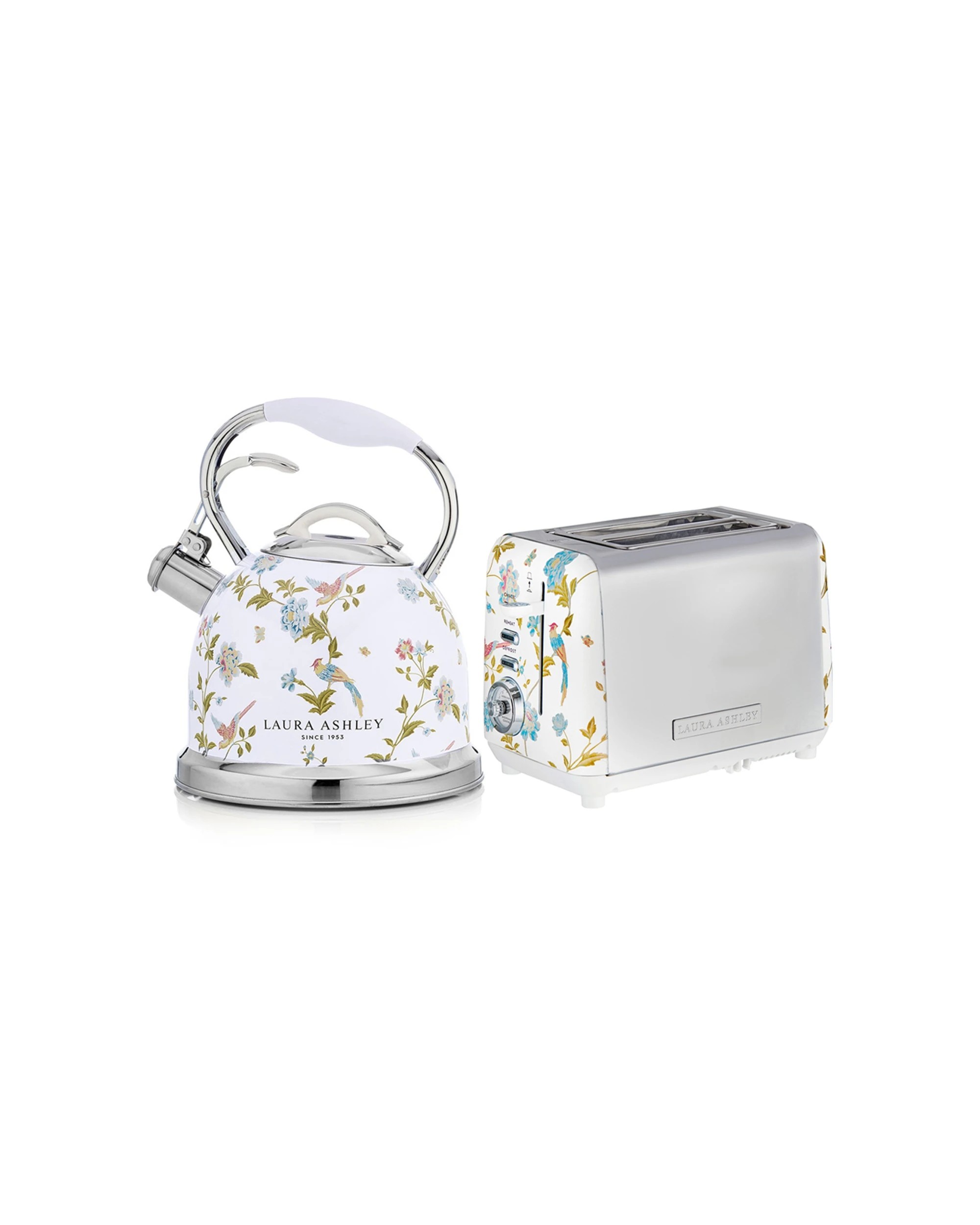 1 Laura Ashley Elveden  2.5L Stove Top Kettle& 2 Slice Bread Toaster Set - White, 1 of 9