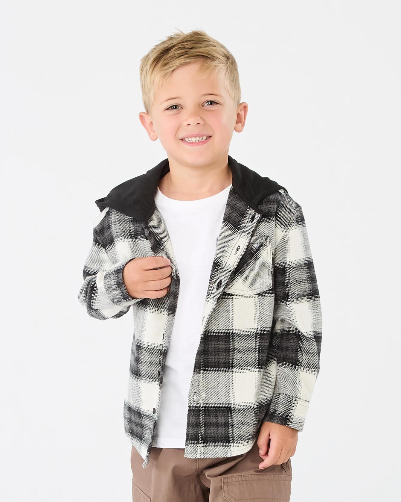 1 Yarn Dye Flannel Shirt with Hood Plaid Fd, 1 of 8