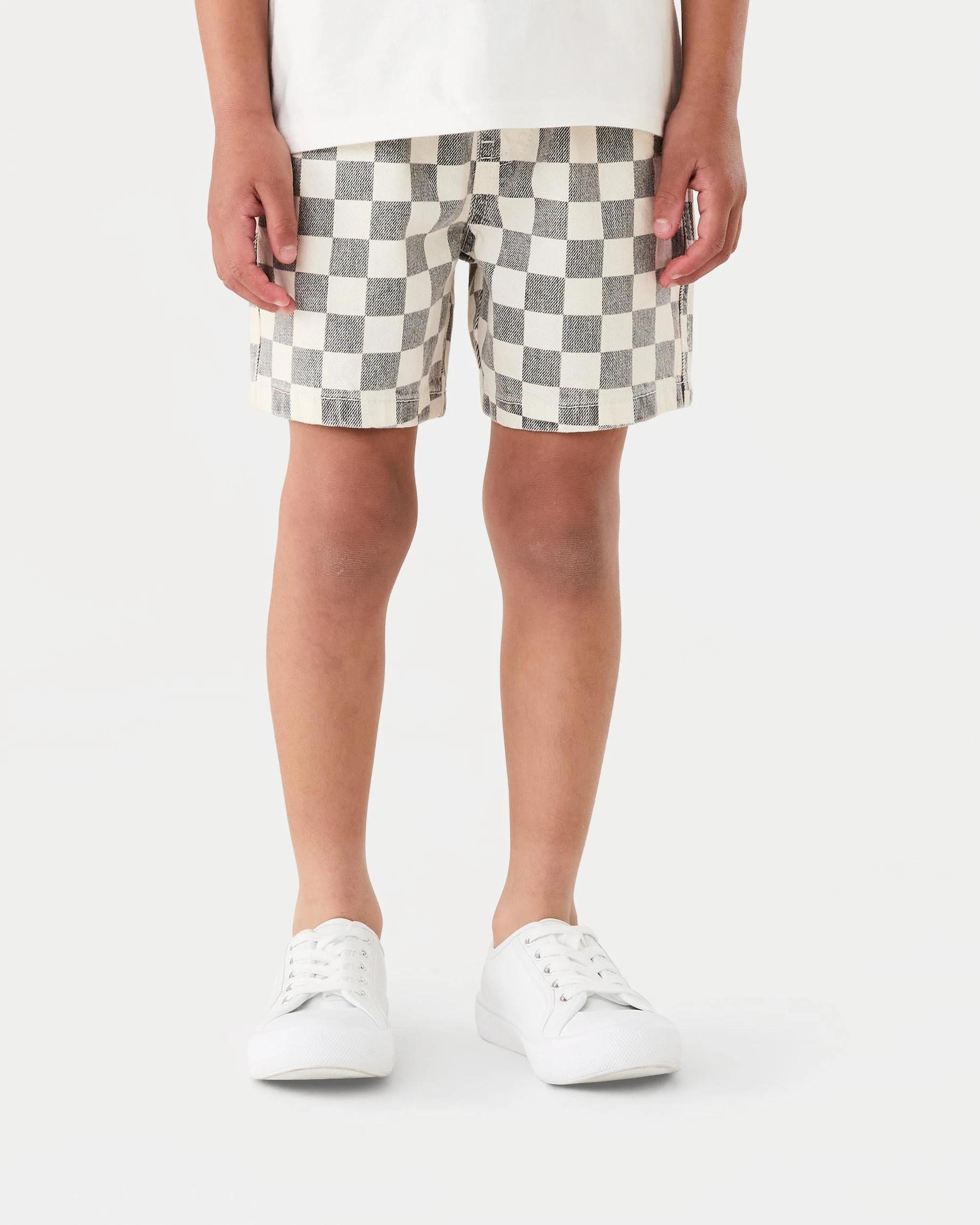 3 Printed Denim Shorts Gry Check, 3 of 7