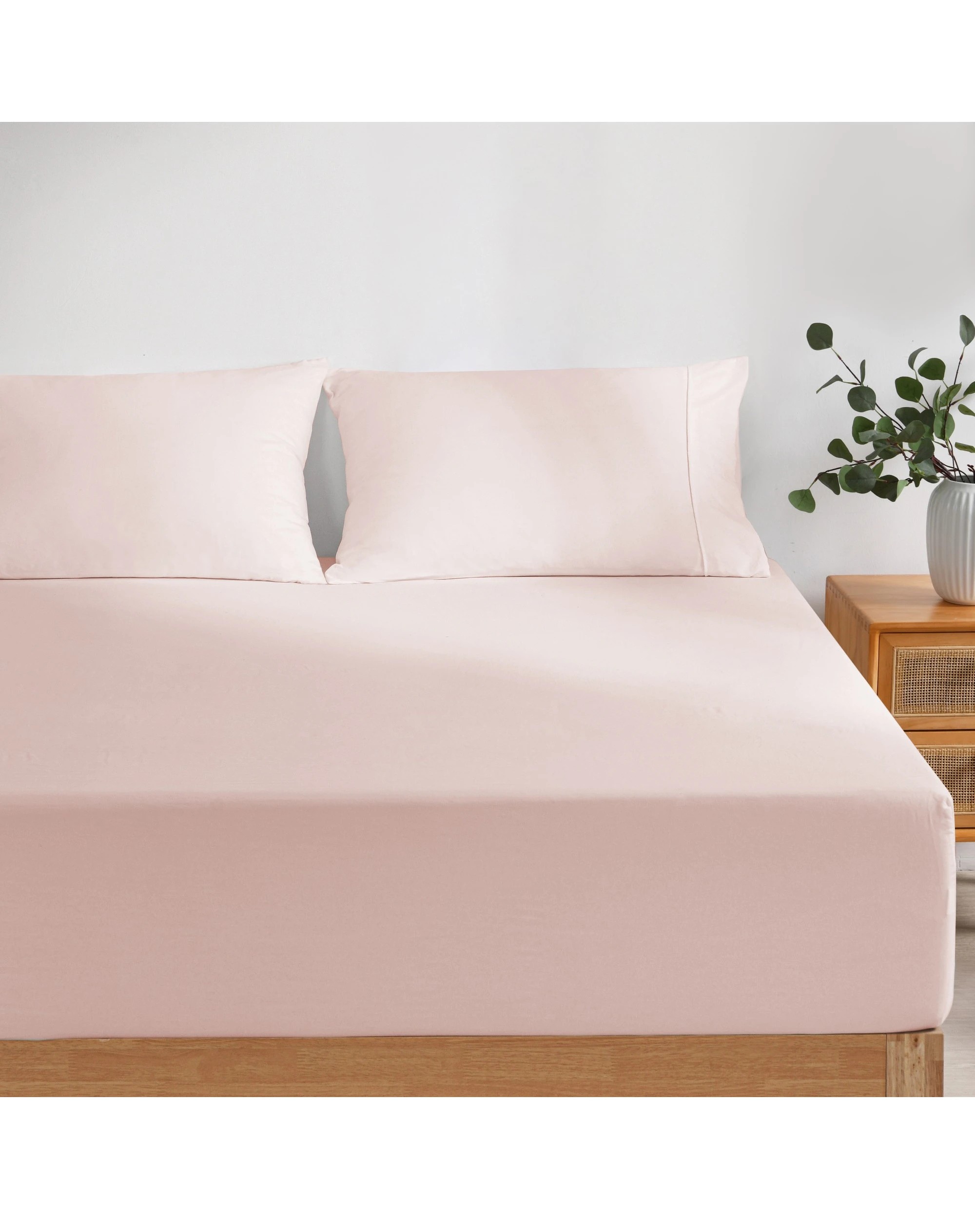 1 Dreamaker Superfine Washed Microfibre Combo Fitted Sheet Set - Queen Bed - Blush Pink, 1 of 9