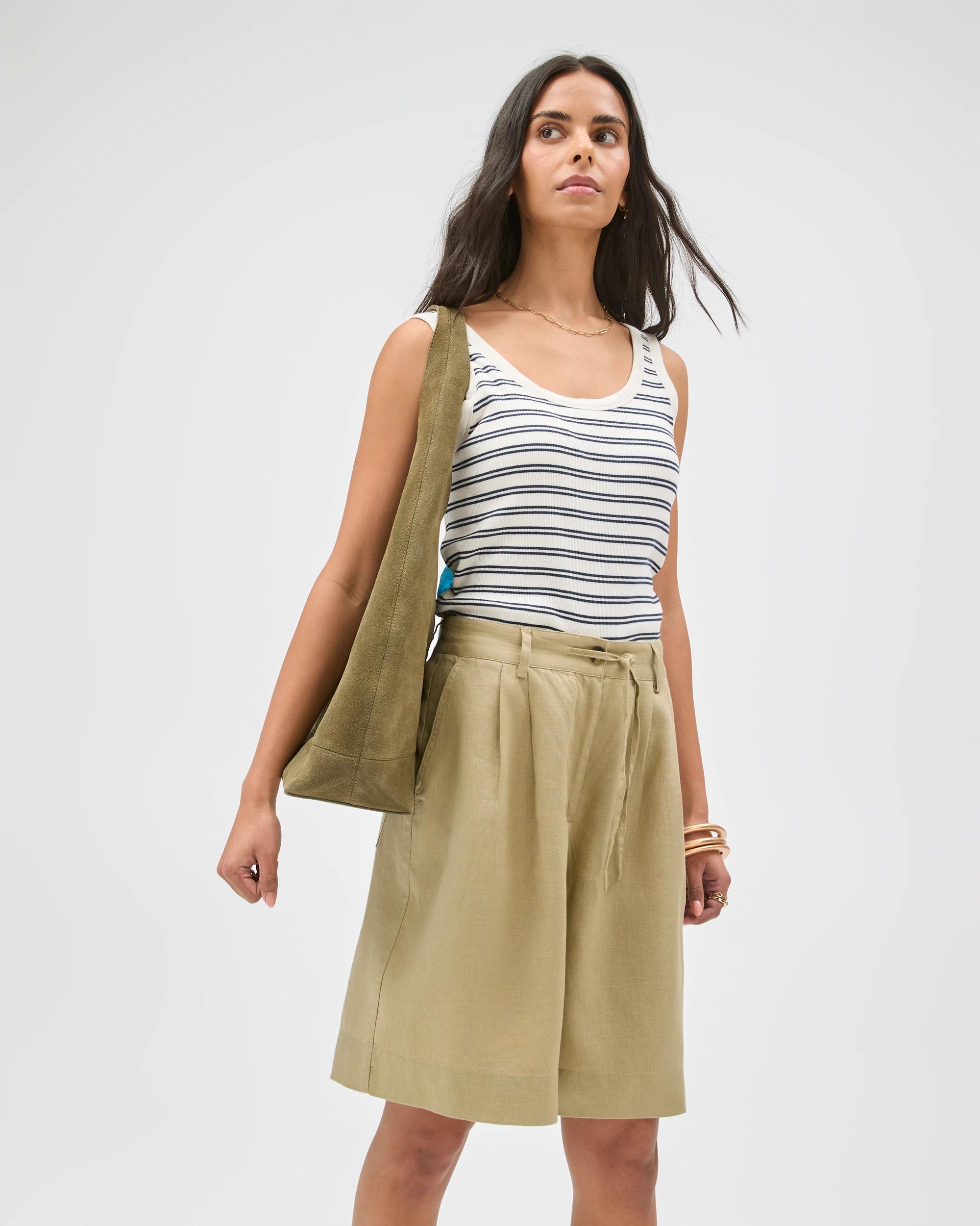 3 Target European Linen Bermuda Shorts CRUSHED LEAF, 3 of 6