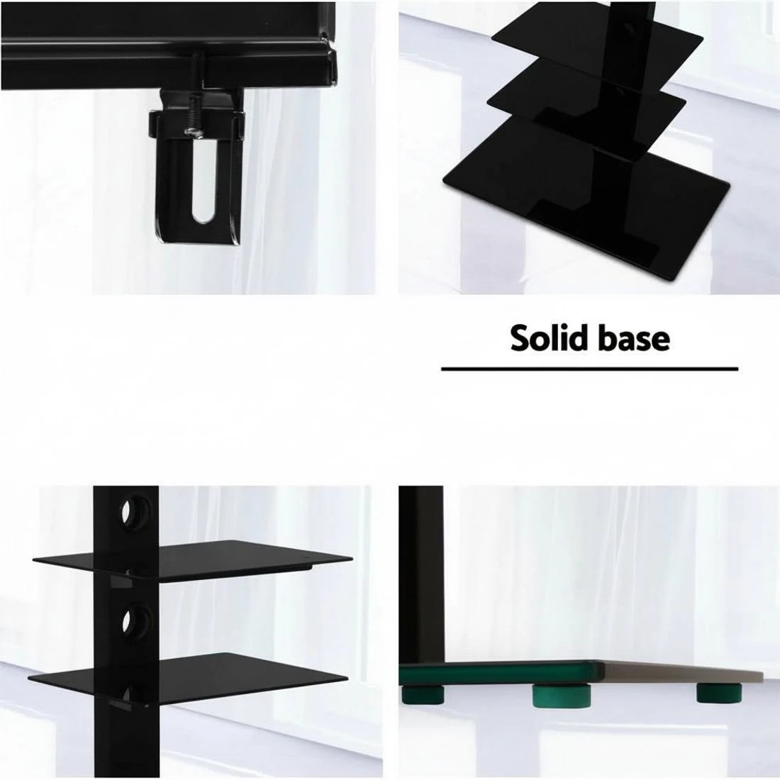 5 Artiss TV Stand Mount Bracket for 32"-70" LED LCD 3 Tiers Storage Floor Shelf - Black, 5 of 6