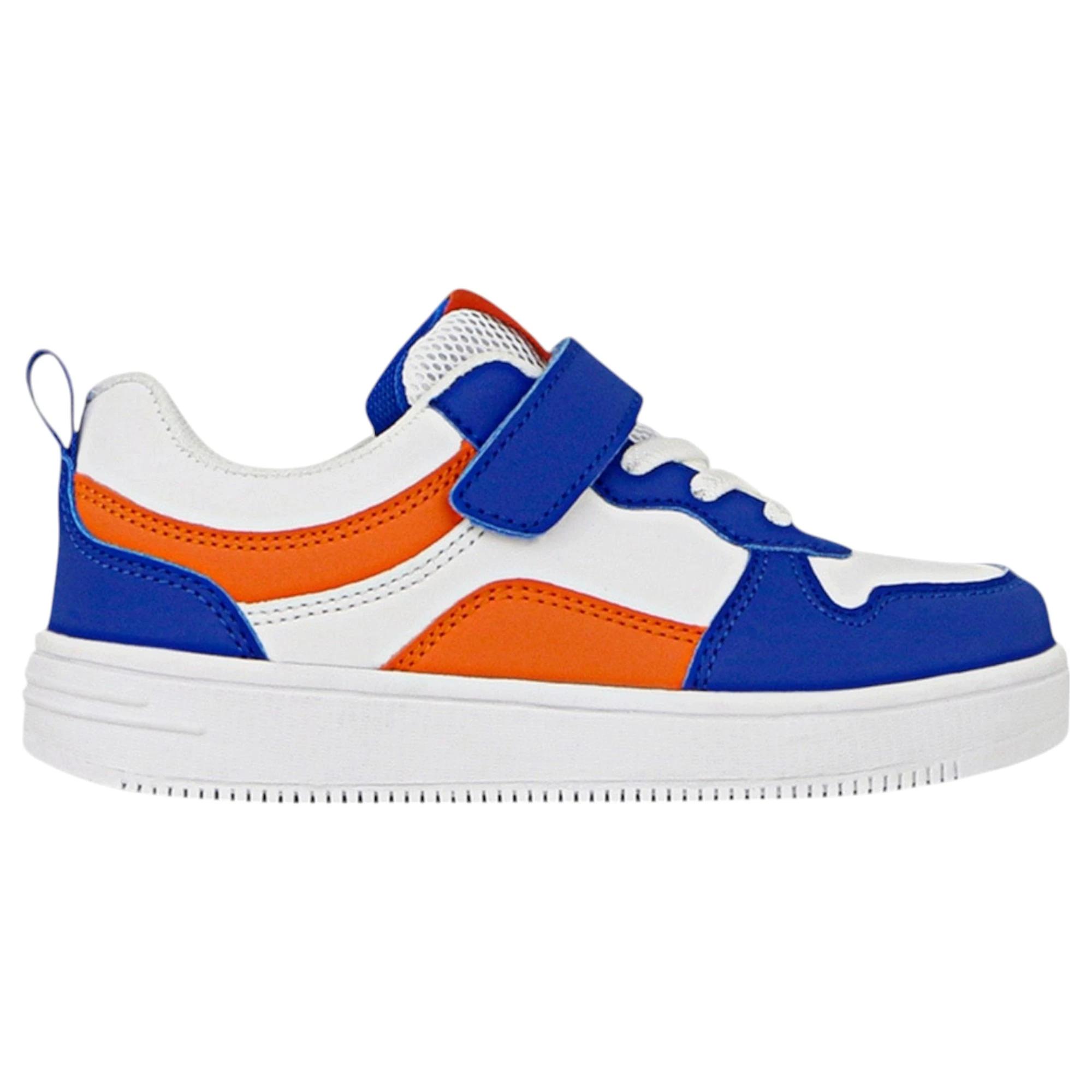 2 Grosby Kids Hoop B Blue/ White/ Orange Sneakers Velcro Shoes BLUE/WHITE/ORANGE, 2 of 4