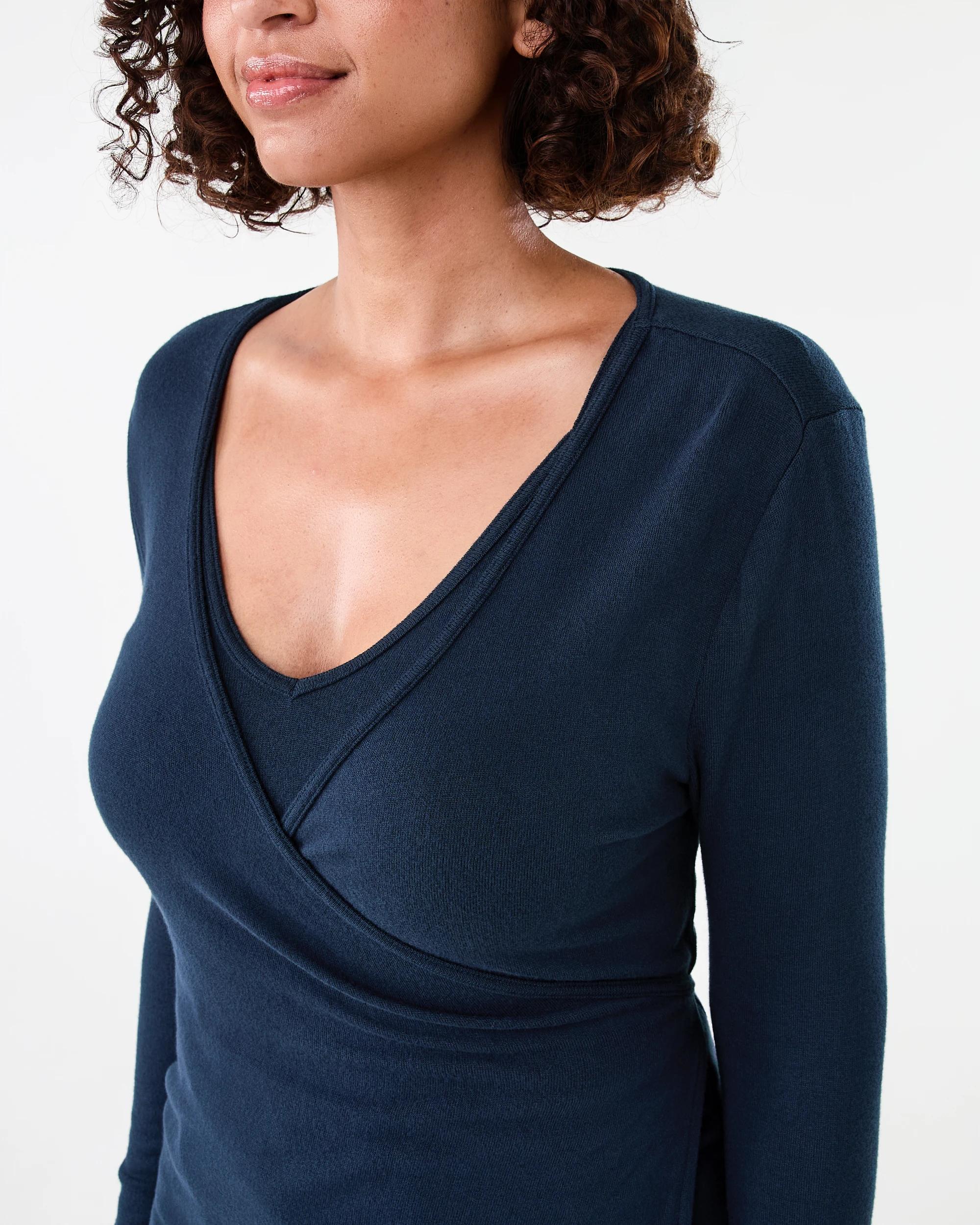 6 Long Sleeve Twofer Wrap Top Navy Blaze, 6 of 7