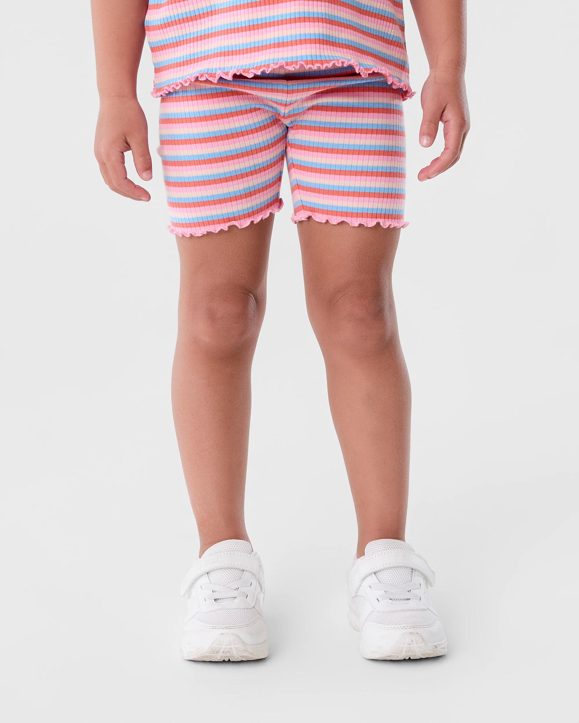 1 Printed Ribbed Bike Shorts Mlt Stripe, 1 of 6