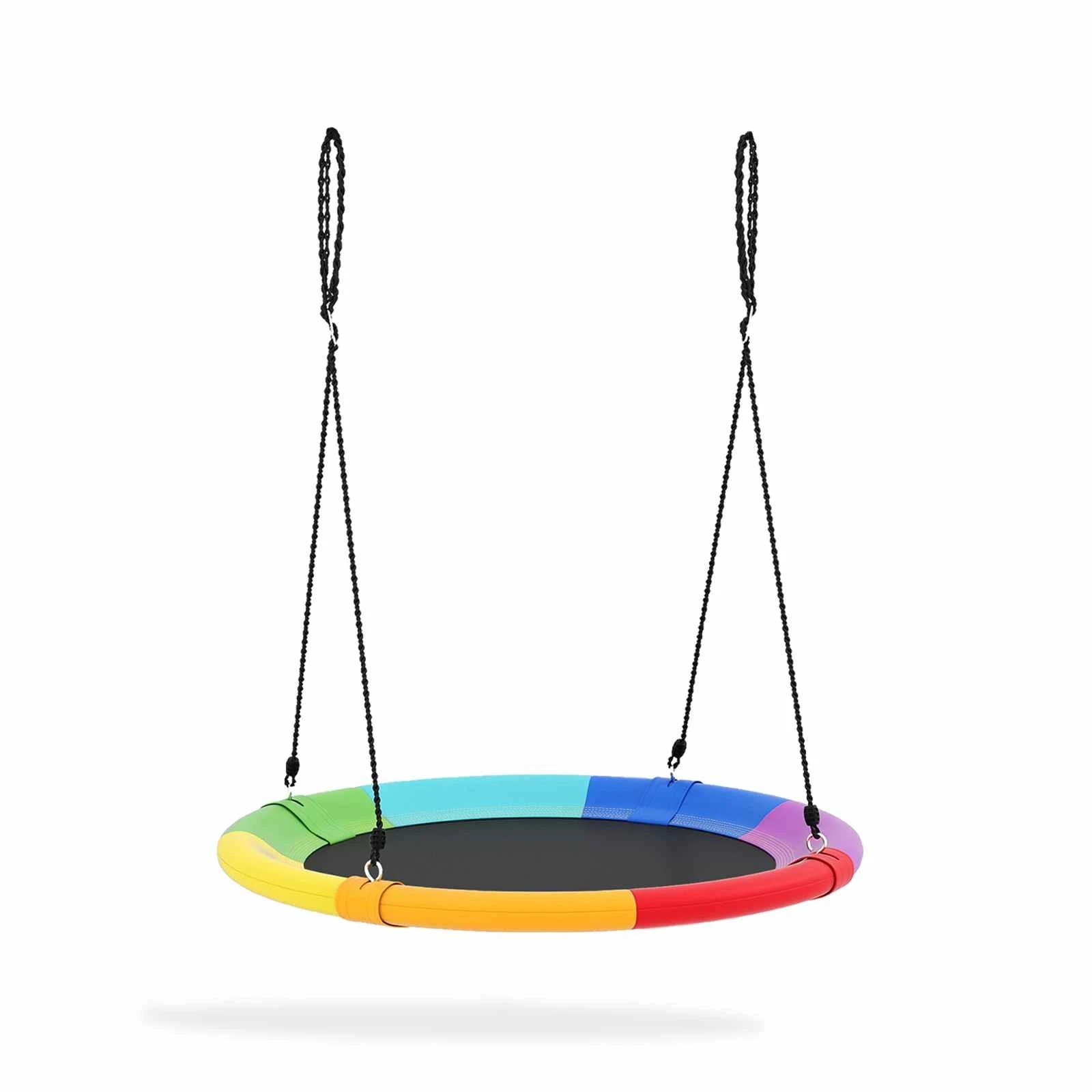 1 Costway 100cm Saucer Tree Swing 300Kg Youth Adult In/Outdoor Round Flying Disc Swing Set, 1 of 3