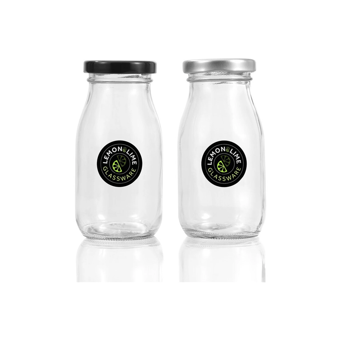 5 Lemon & Lime 200ml Glass Milk Bottle Container Storage W/ Screw Top Lid Assorted
 - Multi, 5 of 5