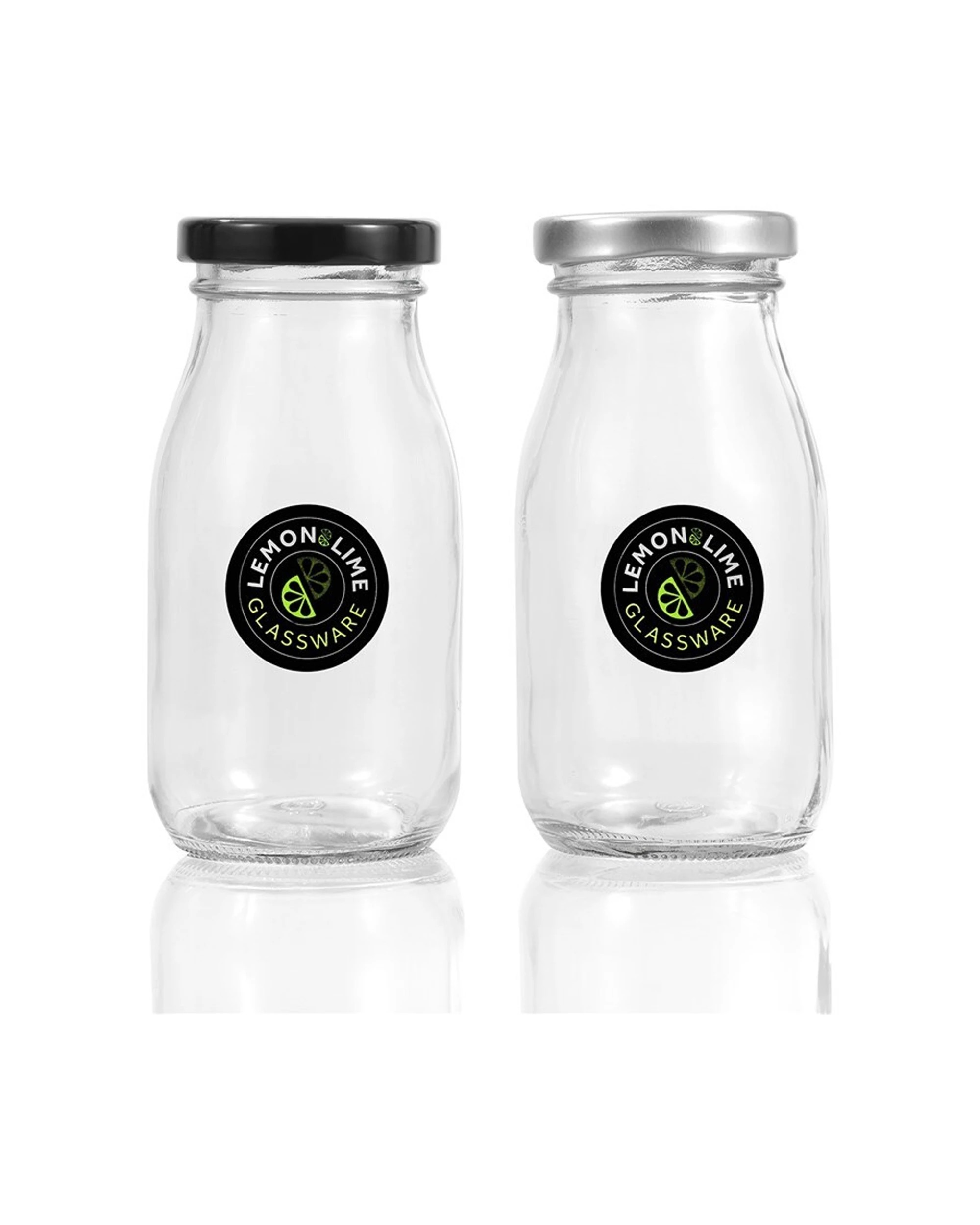 5 Lemon & Lime 200ml Glass Milk Bottle Container Storage W/ Screw Top Lid Assorted
 - Multi, 5 of 5