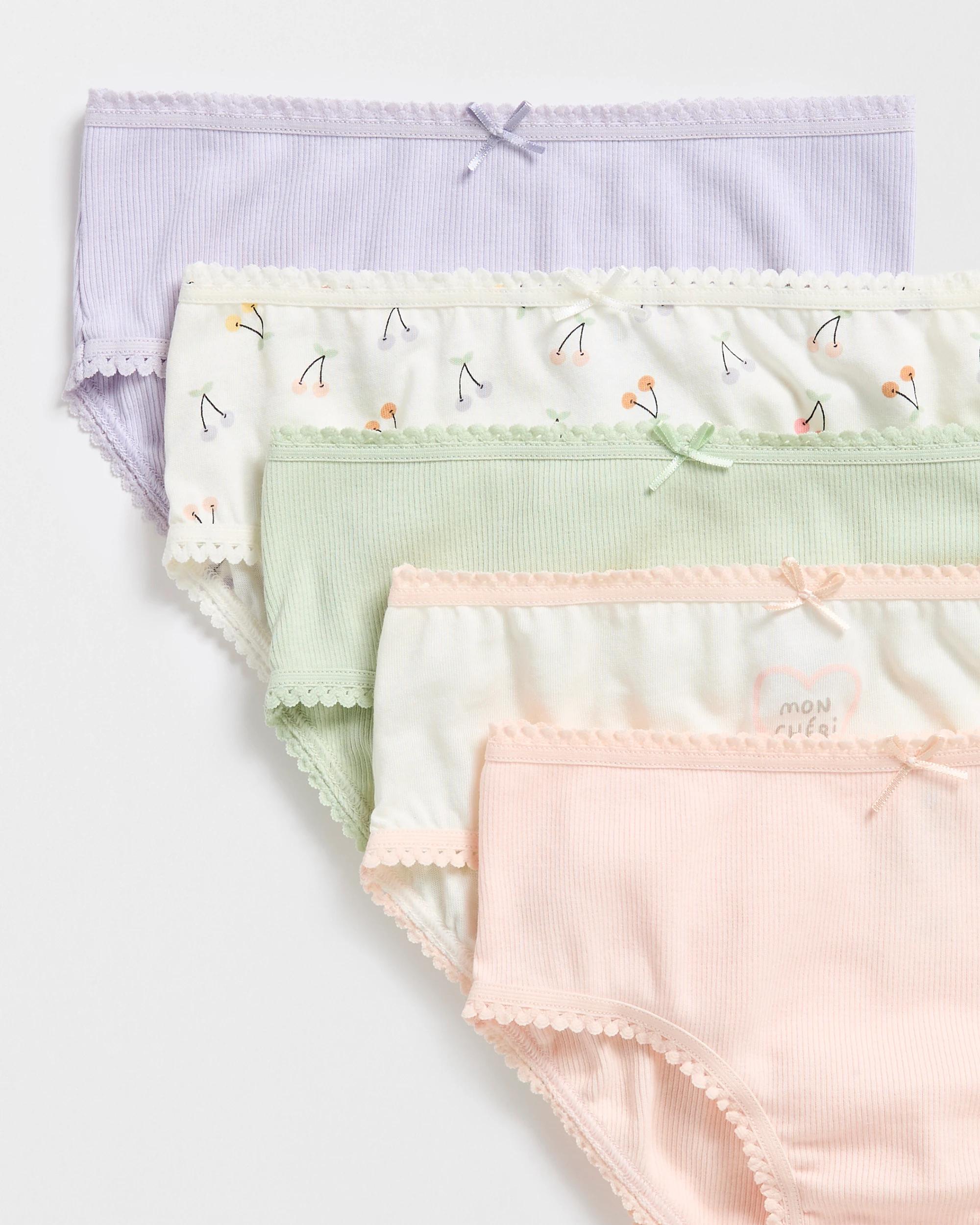 3 Australian Cotton Younger Girls Underwear Briefs 5 Pack - Maxx CHERRY, 3 of 3