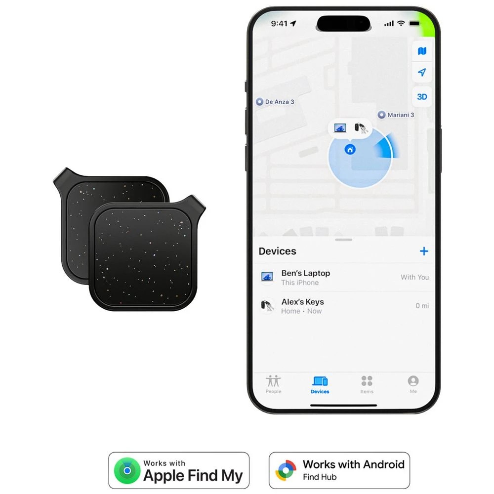 4 Journey Loc8 Finder FOB Apple/Google Sparkle Black 2 Pack, 4 of 4