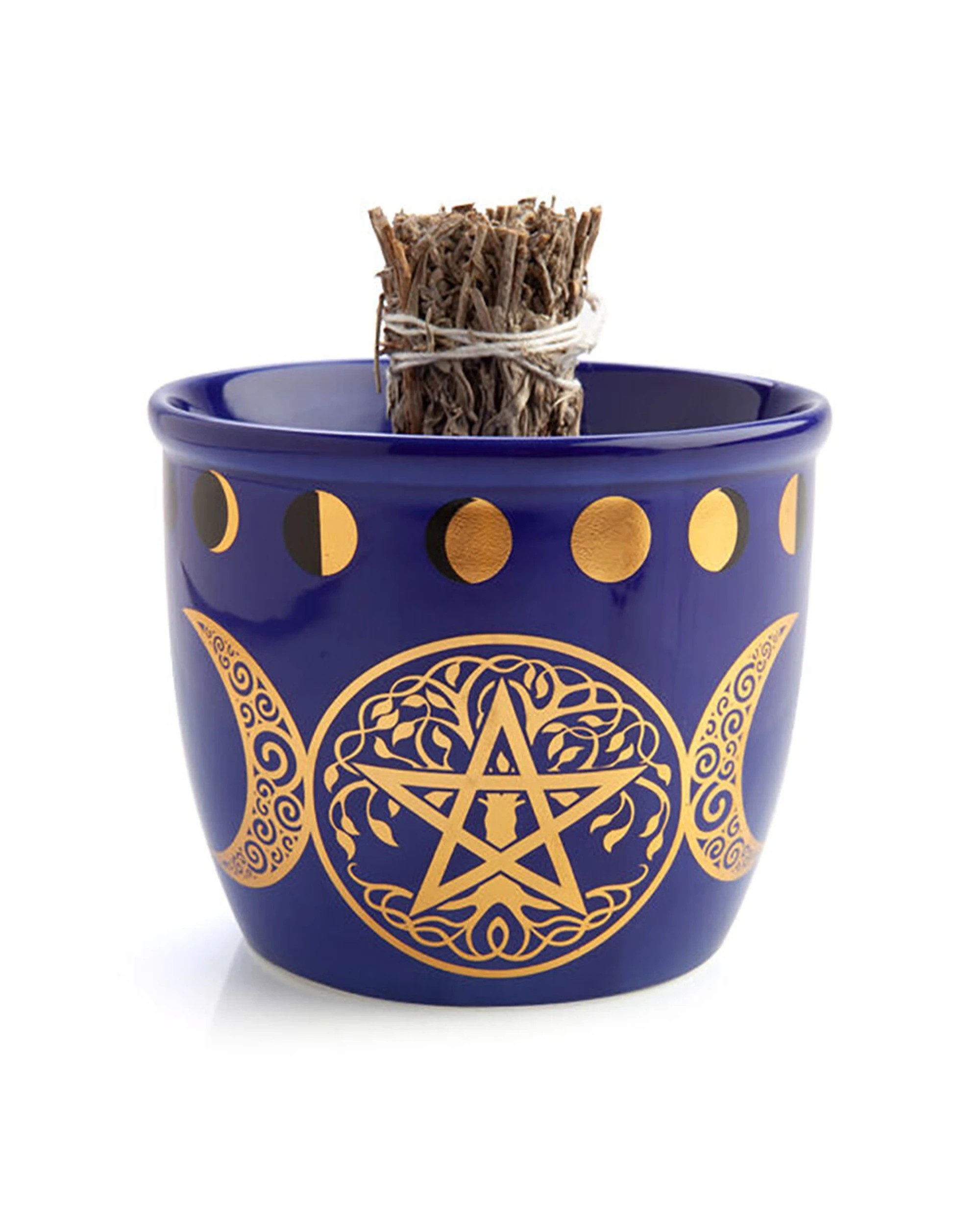 5 MDI Smudge Bowl Sage & Incense Burner Ceramic Pentacle 12.5x10.5cm - Blue, 5 of 5