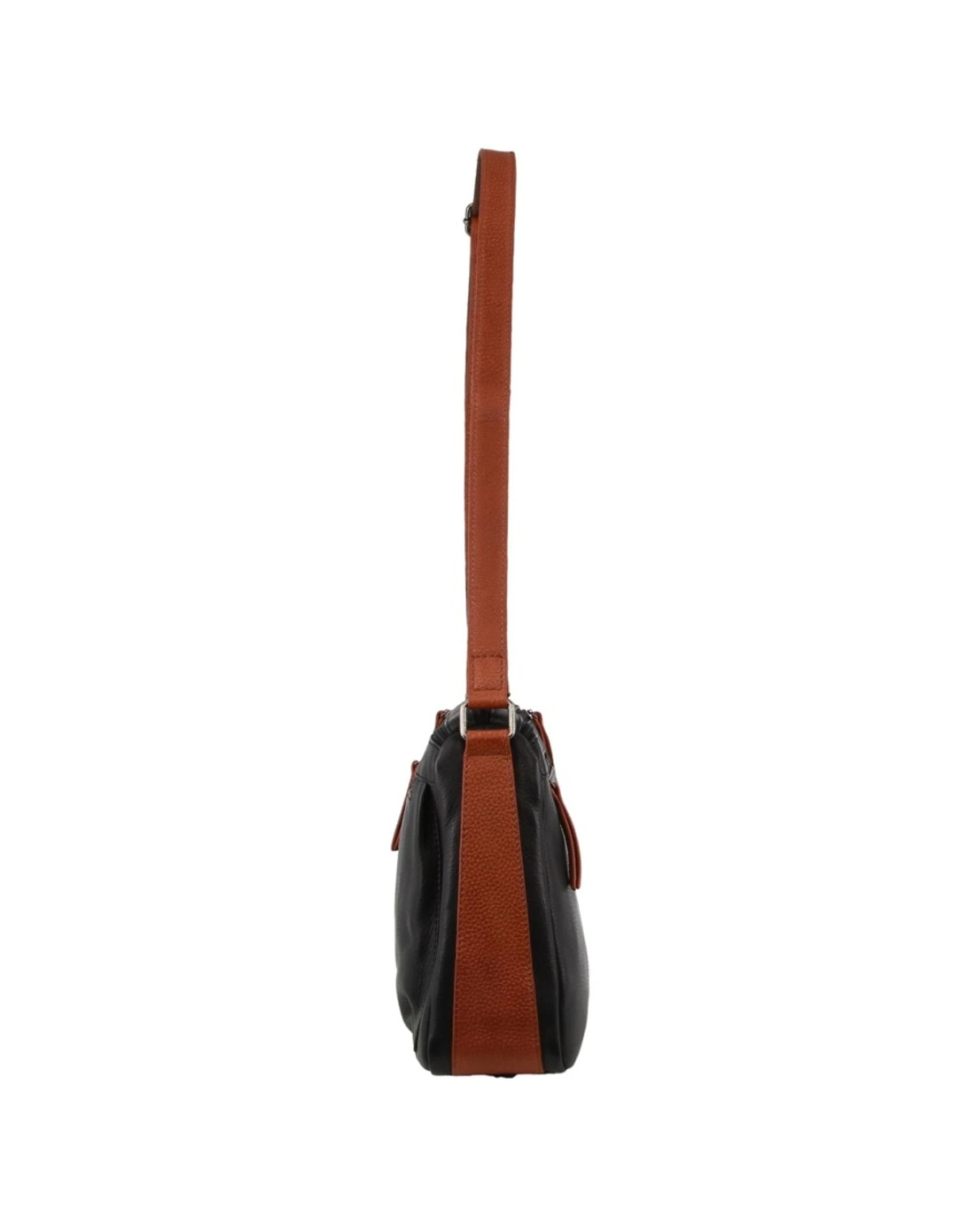 2 Milleni Women's Nappa Leather Shoulder Crossbody Bag 35x22cm - Black, 2 of 3