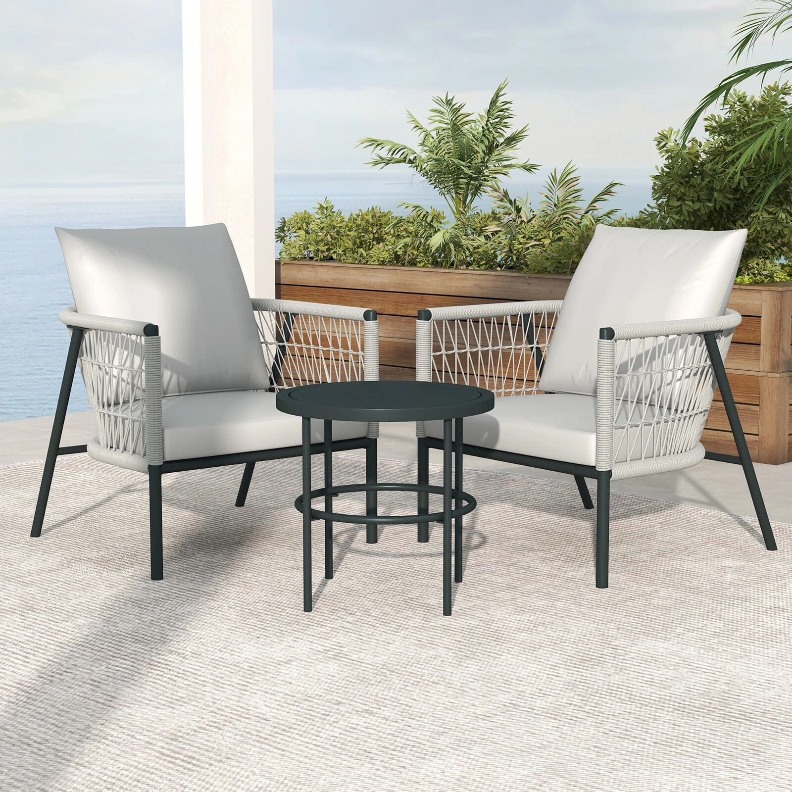 8 Arcadia Furniture Reims 3 Piece Patio Outdoor Weather Resistant Set Stylish - Grey - Grey, 8 of 10