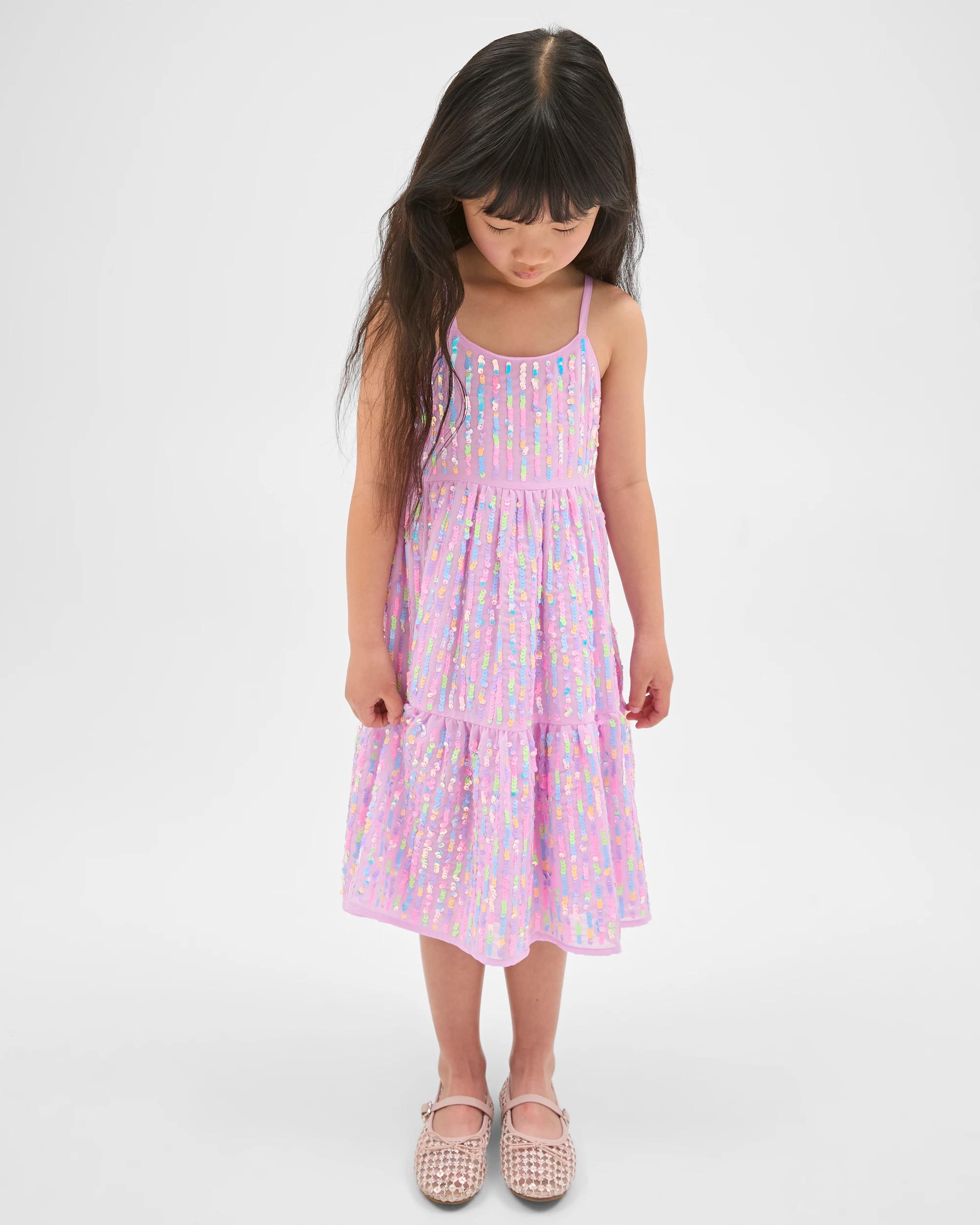 1 Target Kids Sequin Strappy Dress PURPLE, 1 of 6