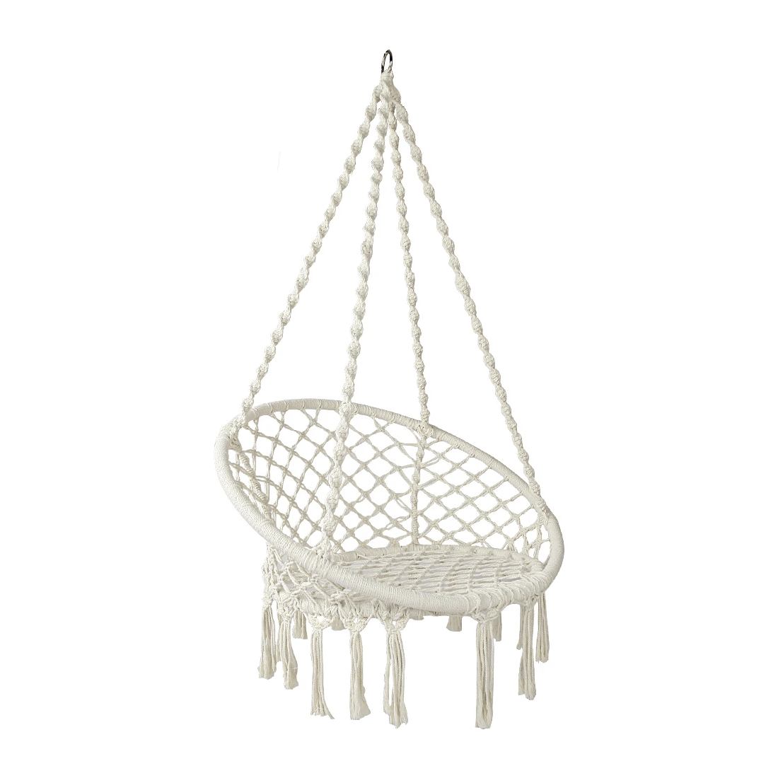 1 Gardeon Hammock Chair Outdoor Hanging Macrame Cotton Indoor - Beige, 1 of 7