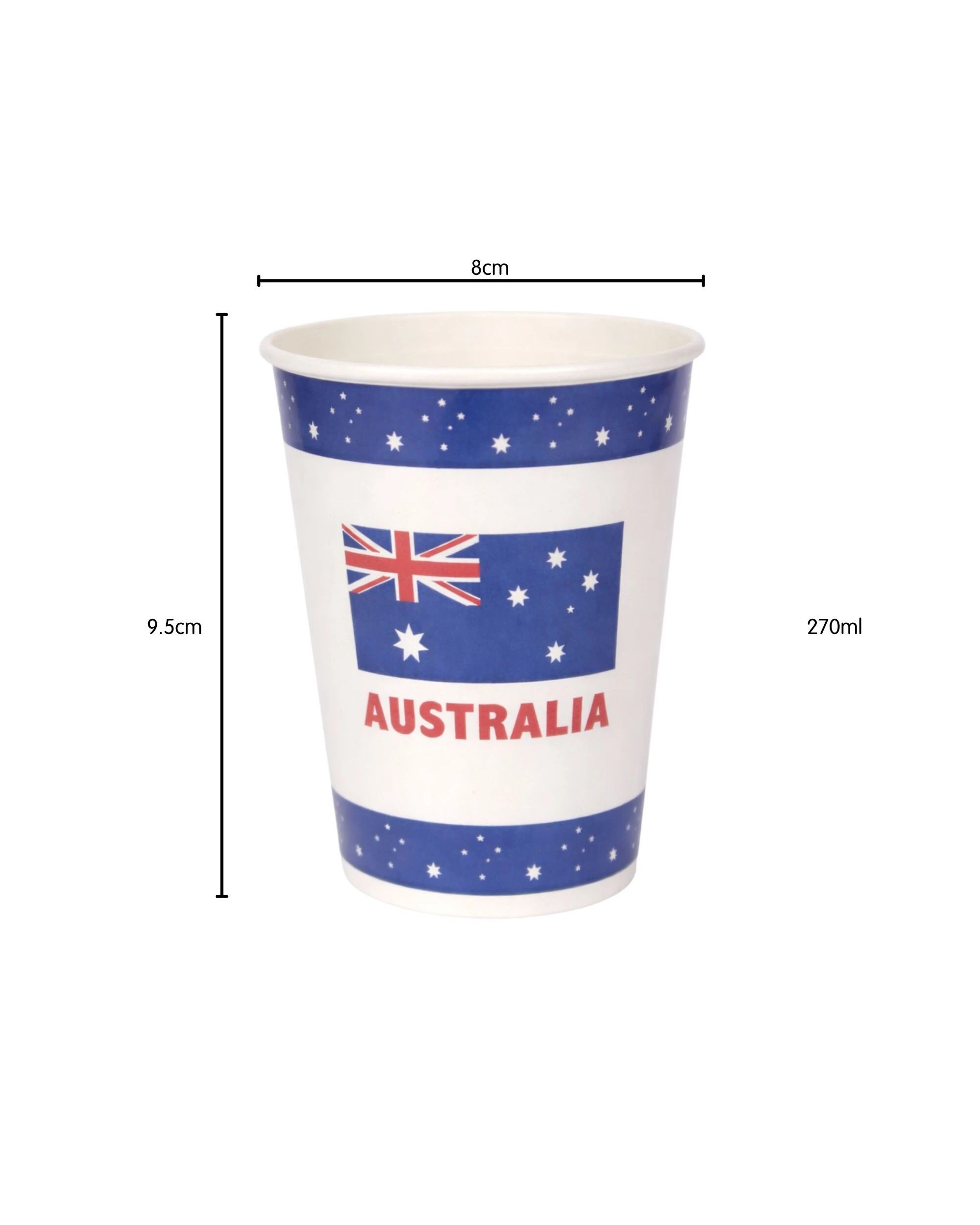 2 Design Group Australian Flag Paper Cups 270ml Pack of 8 - Blue, 2 of 3