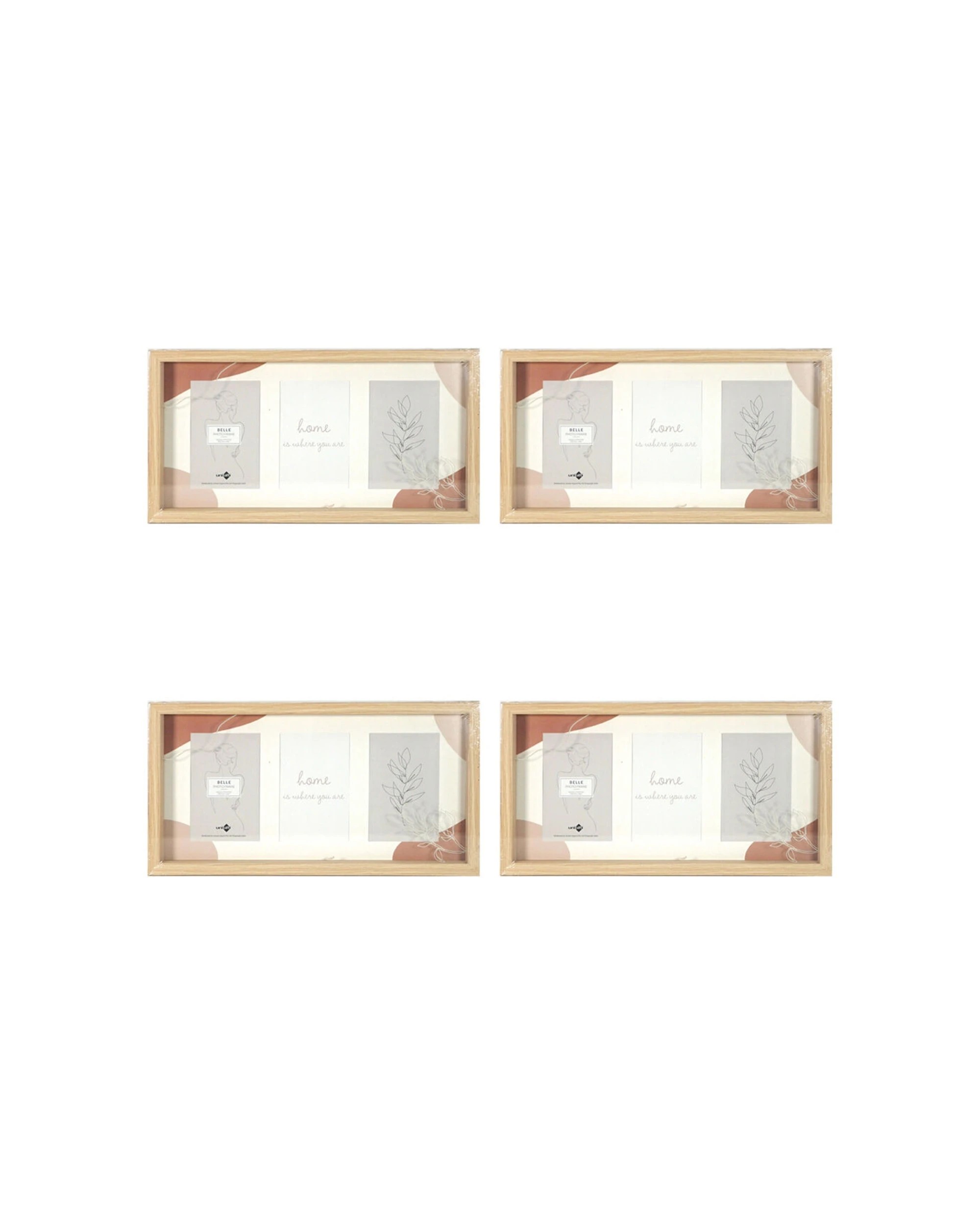 1 Unigift 4PK Belle Collage 3 Openings Photo Frame 4x6in - Natural, 1 of 2