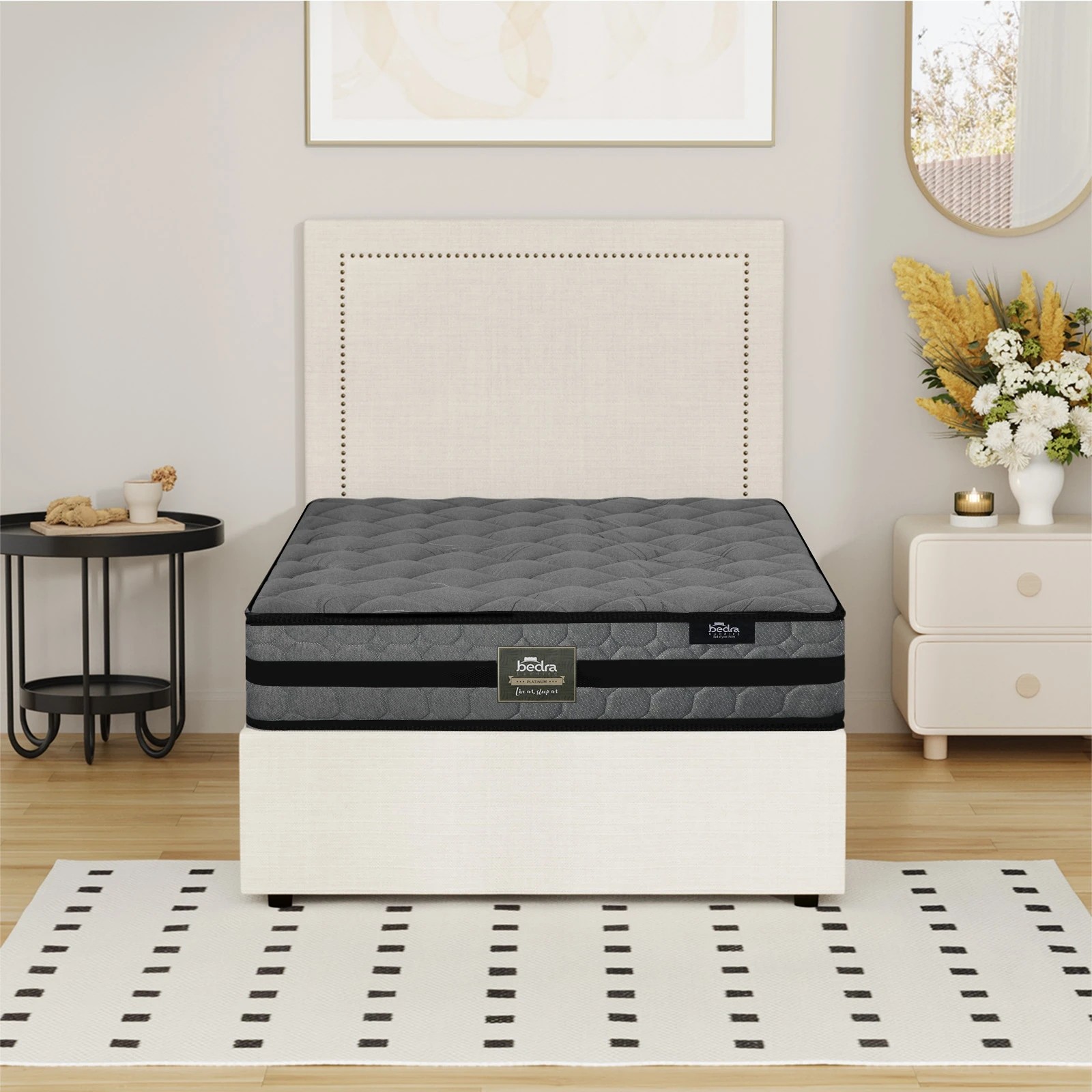 6 Oikiture Bed Frame King Single Size Gas Lift Storage Beds With Mattress Set ADI - Beige, 6 of 8