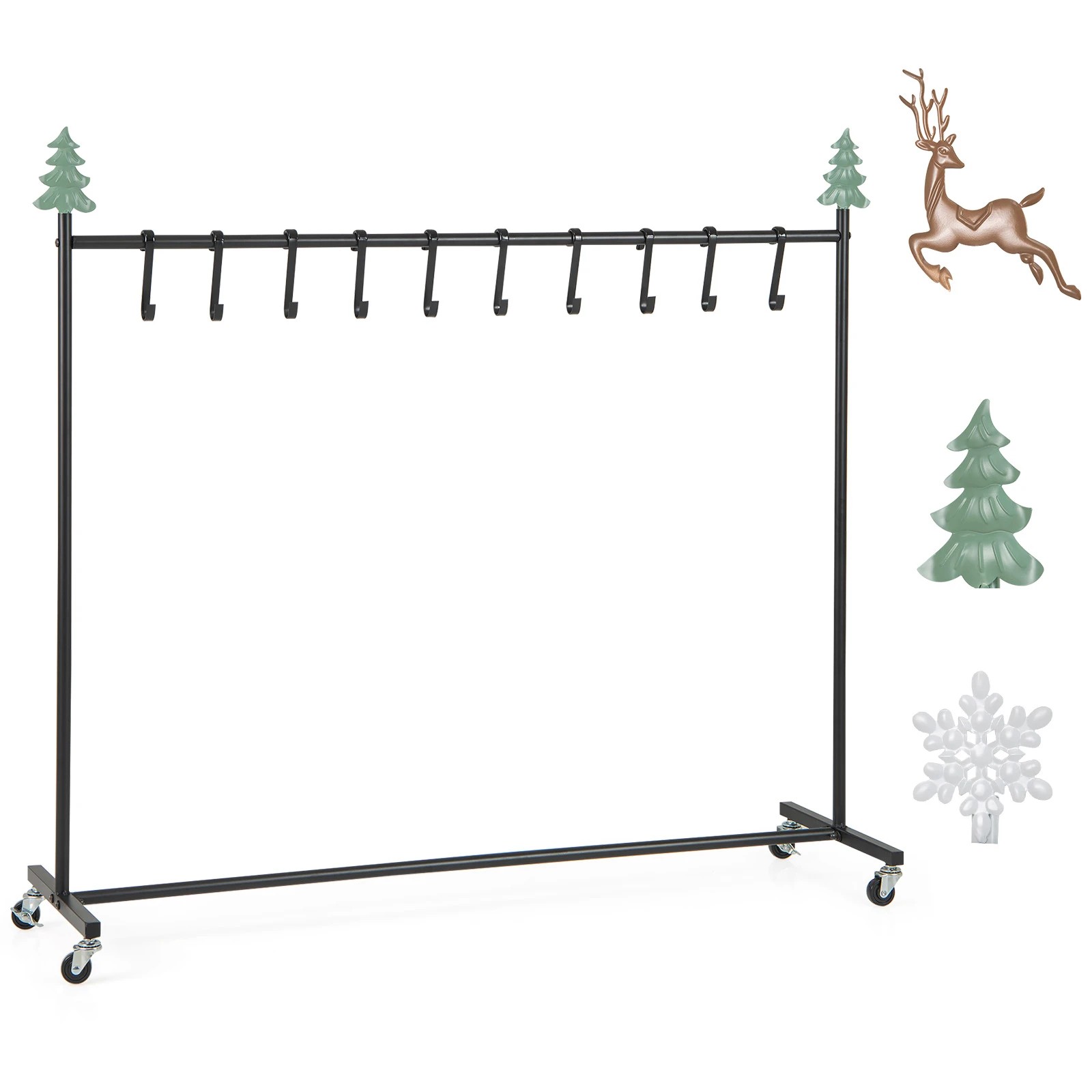 2 Costway 10-Hook Christmas Stocking Holder Stand w/Wheels Xmas Holiday Decoration, 2 of 5