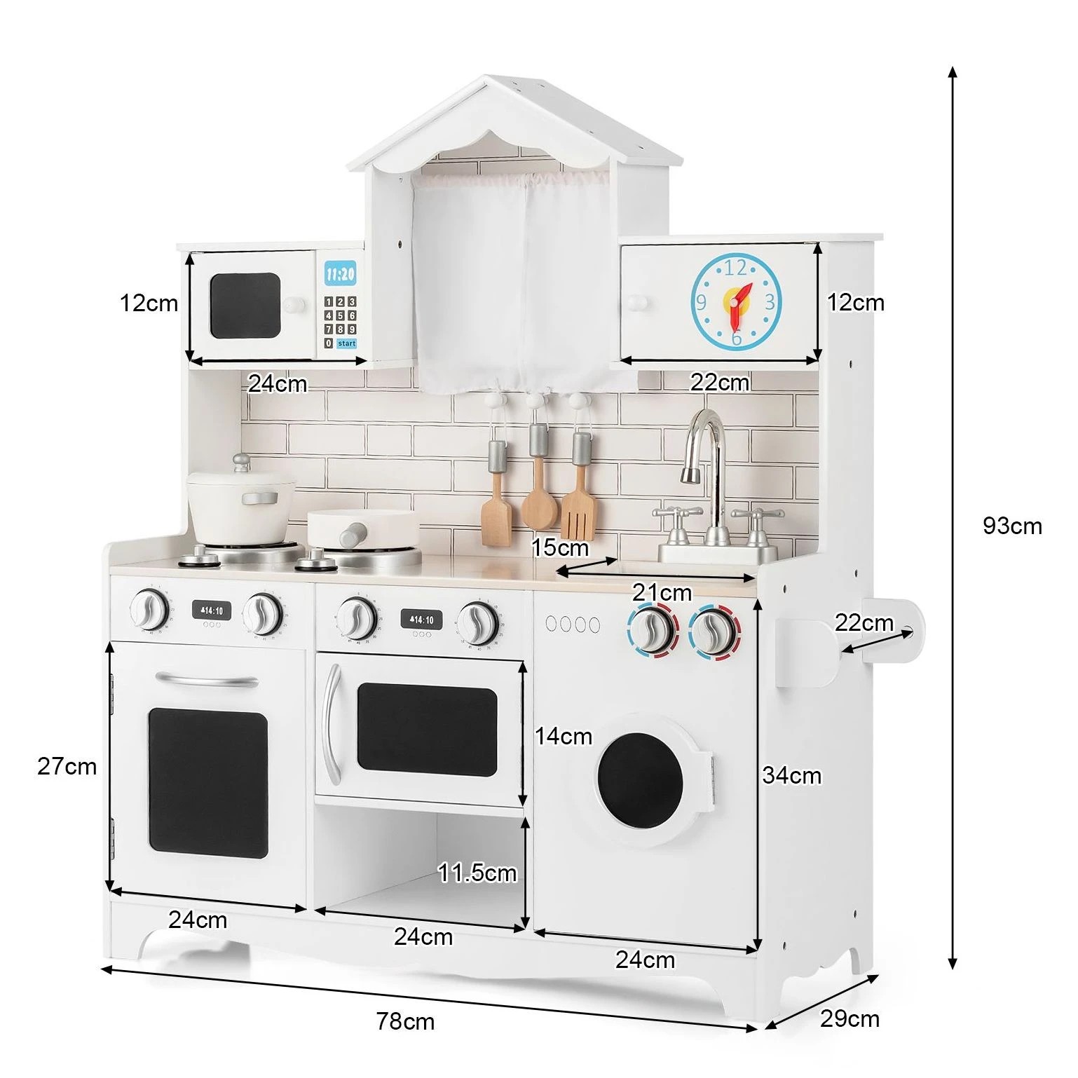 2 Costway Pretend Kitchen Toy Wood Role-Play Cooking Set, 2 of 2