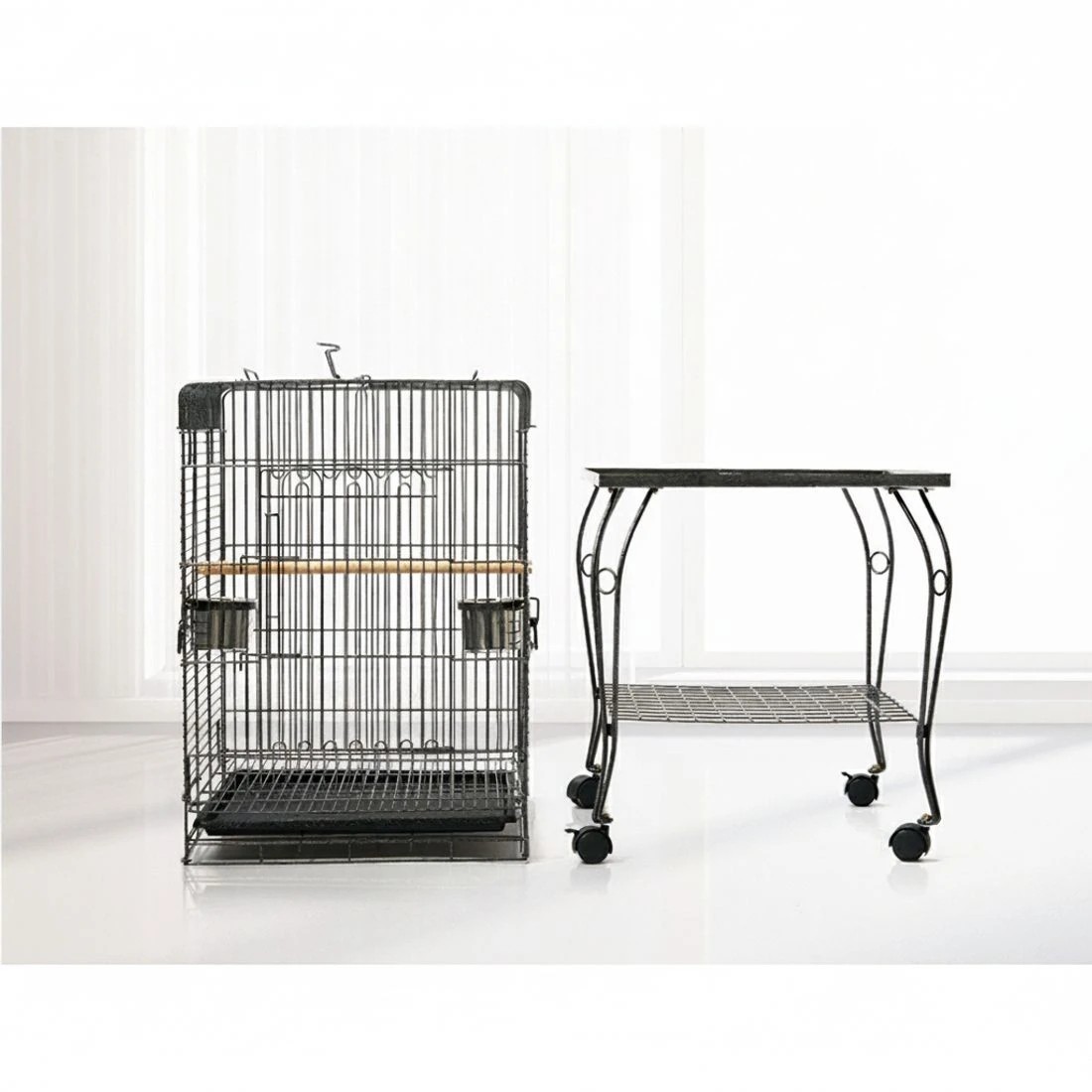7 i.Pet Bird Cage 145cm Large Aviary - Black, 7 of 9