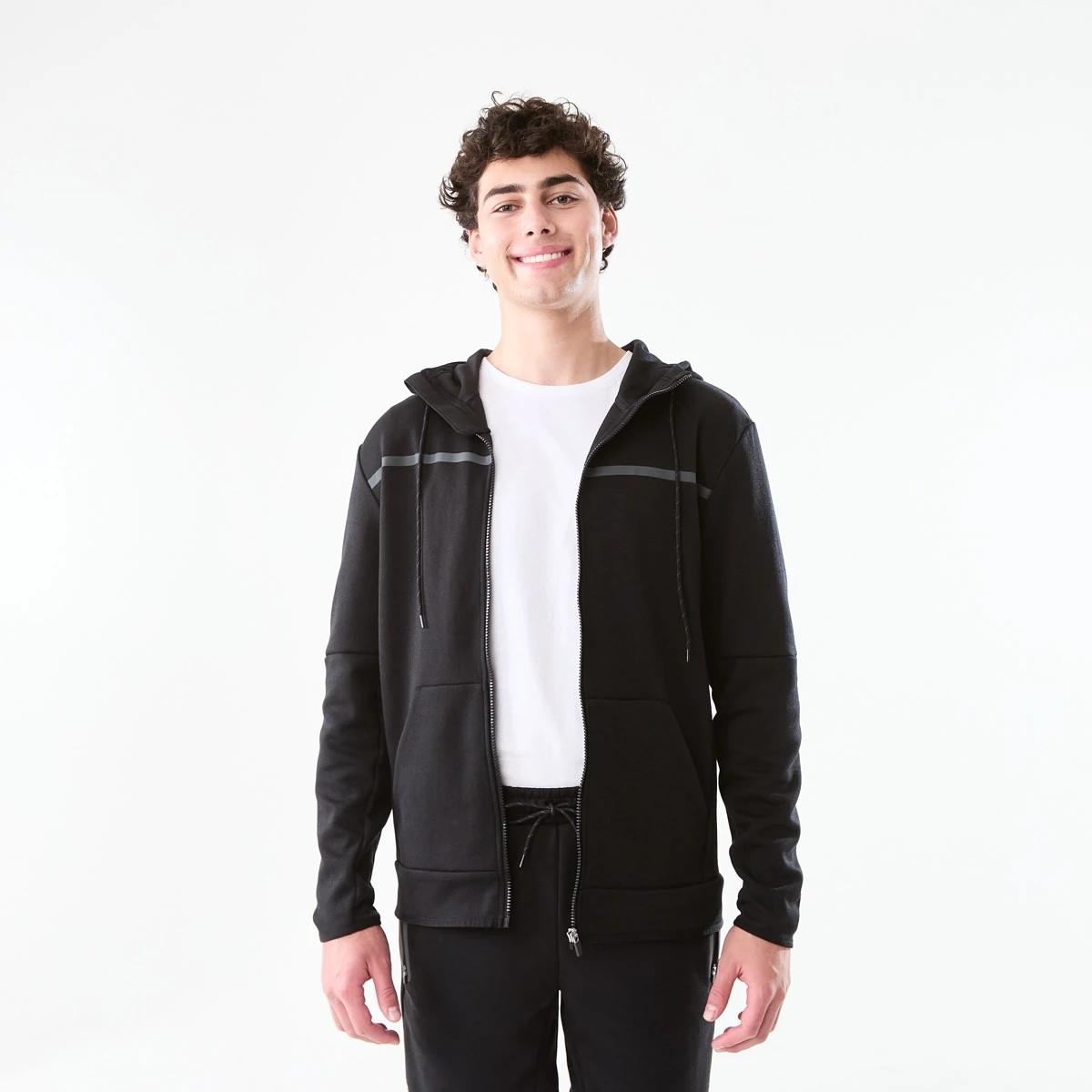 1 Active Mens Sports Hoodie BLACK, 1 of 9
