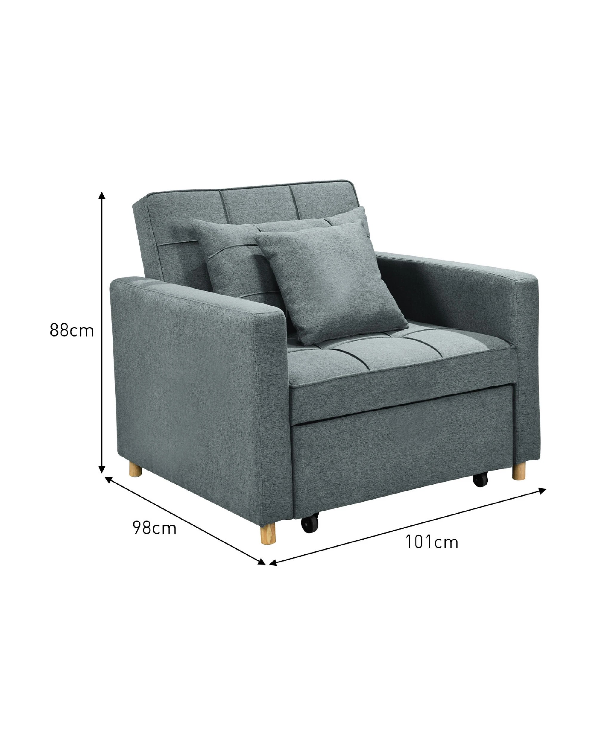 3 Suri 3-in-1 Convertible Sofa Chair Bed by Sarantino - Airforce Blue, 3 of 10