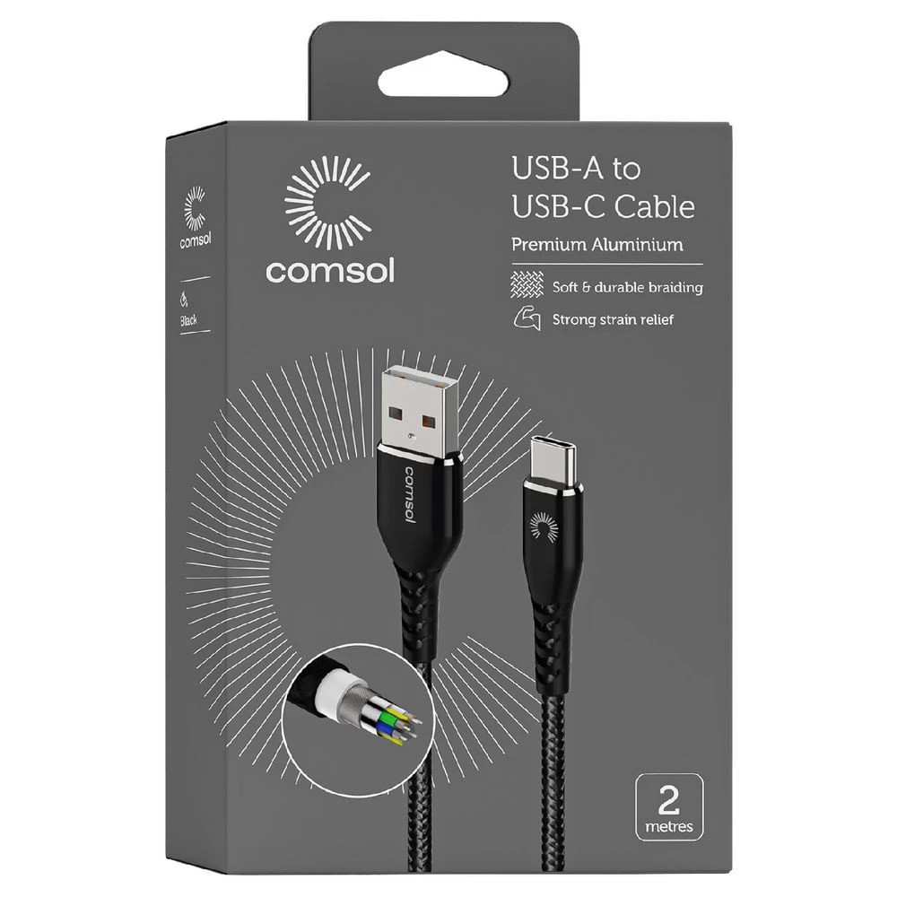 6 Comsol Kevlar USB-A to USB-C Cable 2m Black, 6 of 7