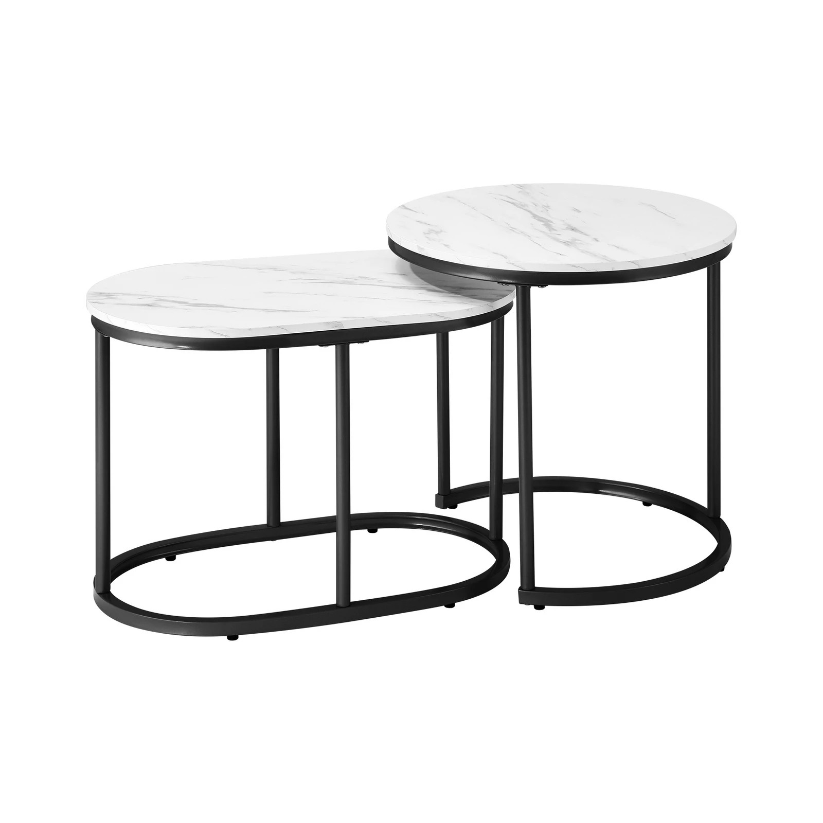 6 Oikiture Set Of 2 Coffee Table Round Oval Marble-like Nesting Side Tables
 - Multi, 6 of 10