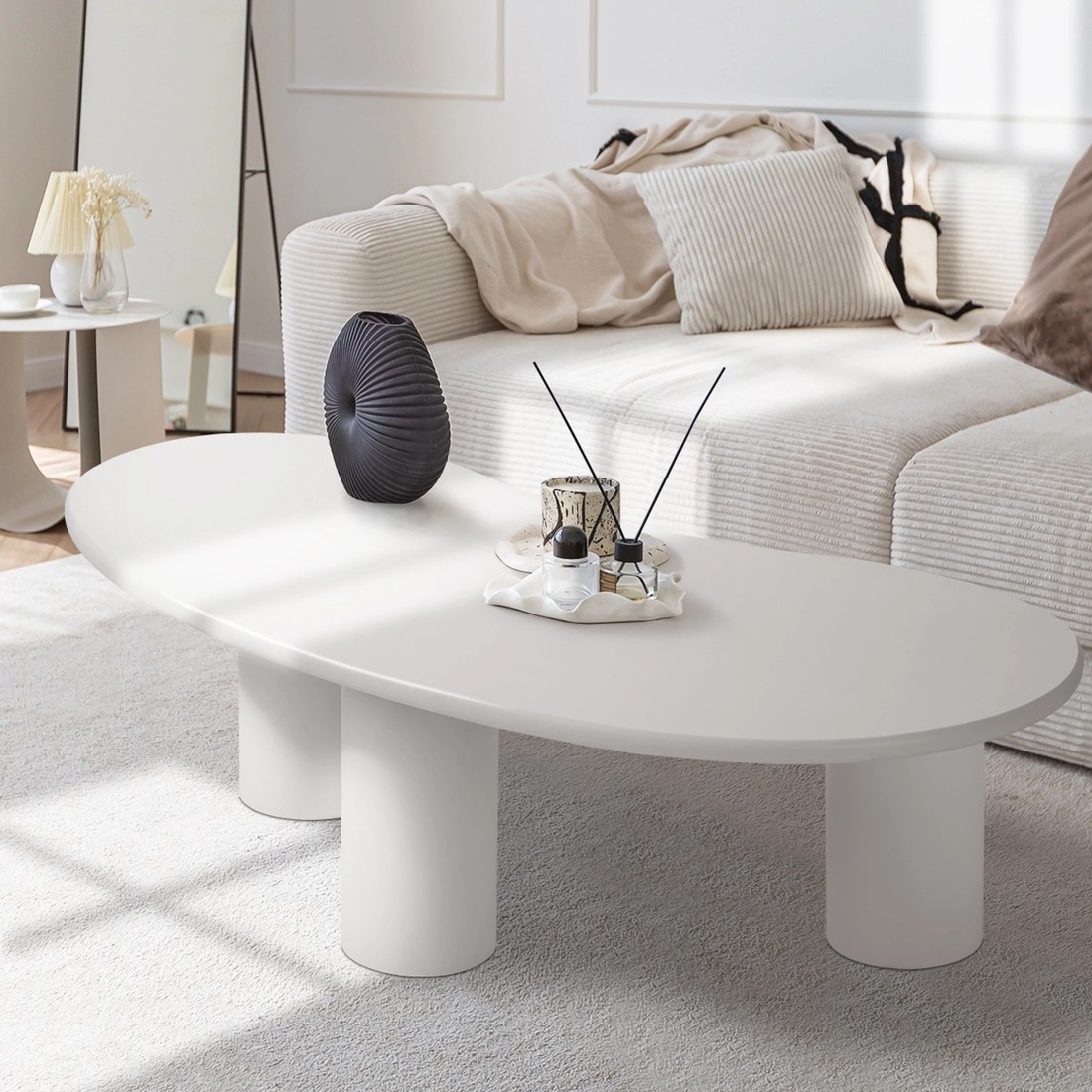 3 Oikiture Coffee Table Sofa Cafe Desk Side Tables Living Room Irregular
 - White, 3 of 10