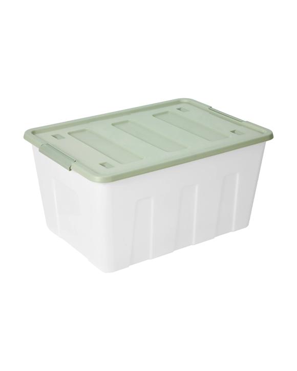 60L Storage Tub on Wheels with Green Lid