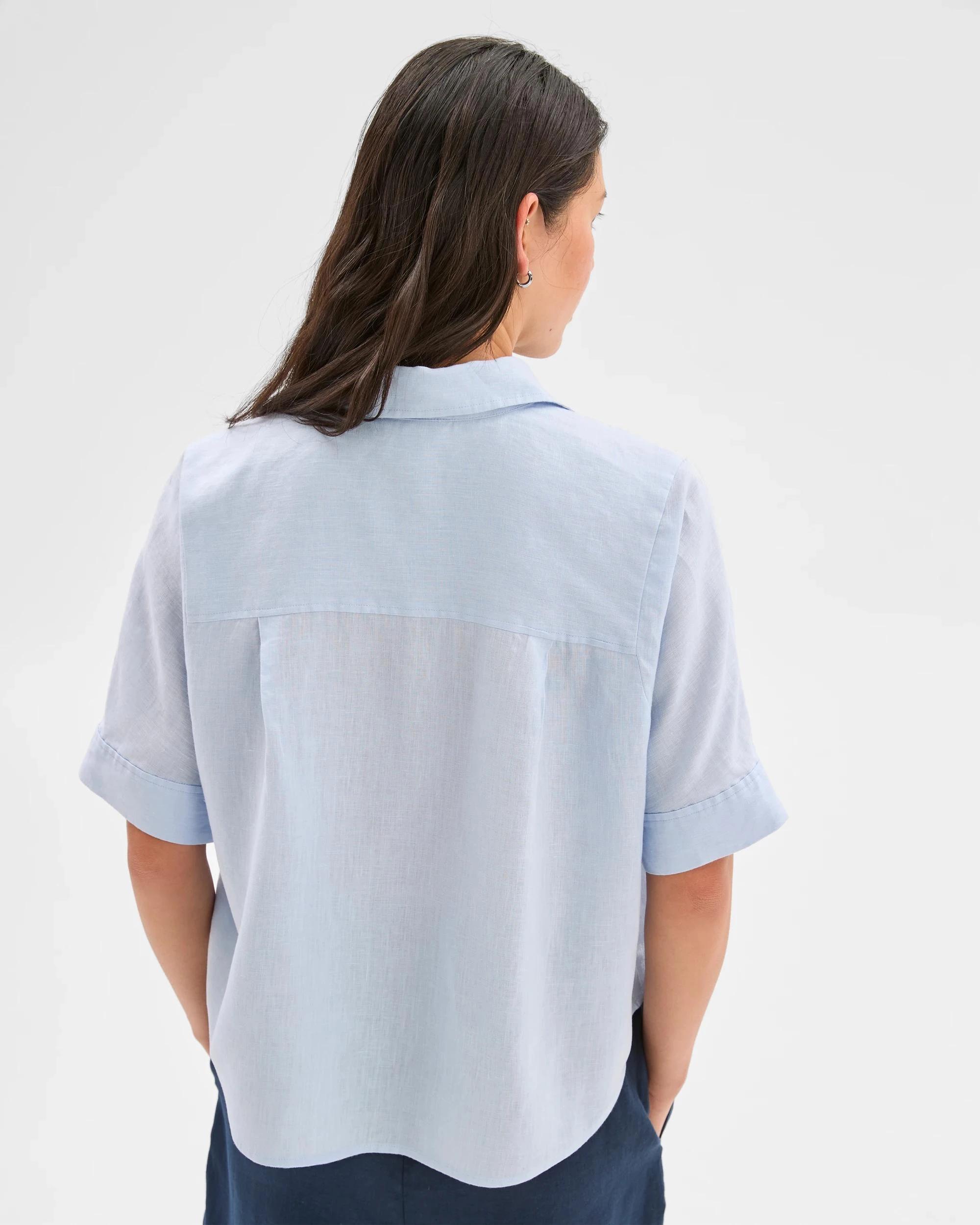 7 Target Woman European Linen Boxy Shirt SUMMER BLUE, 7 of 7