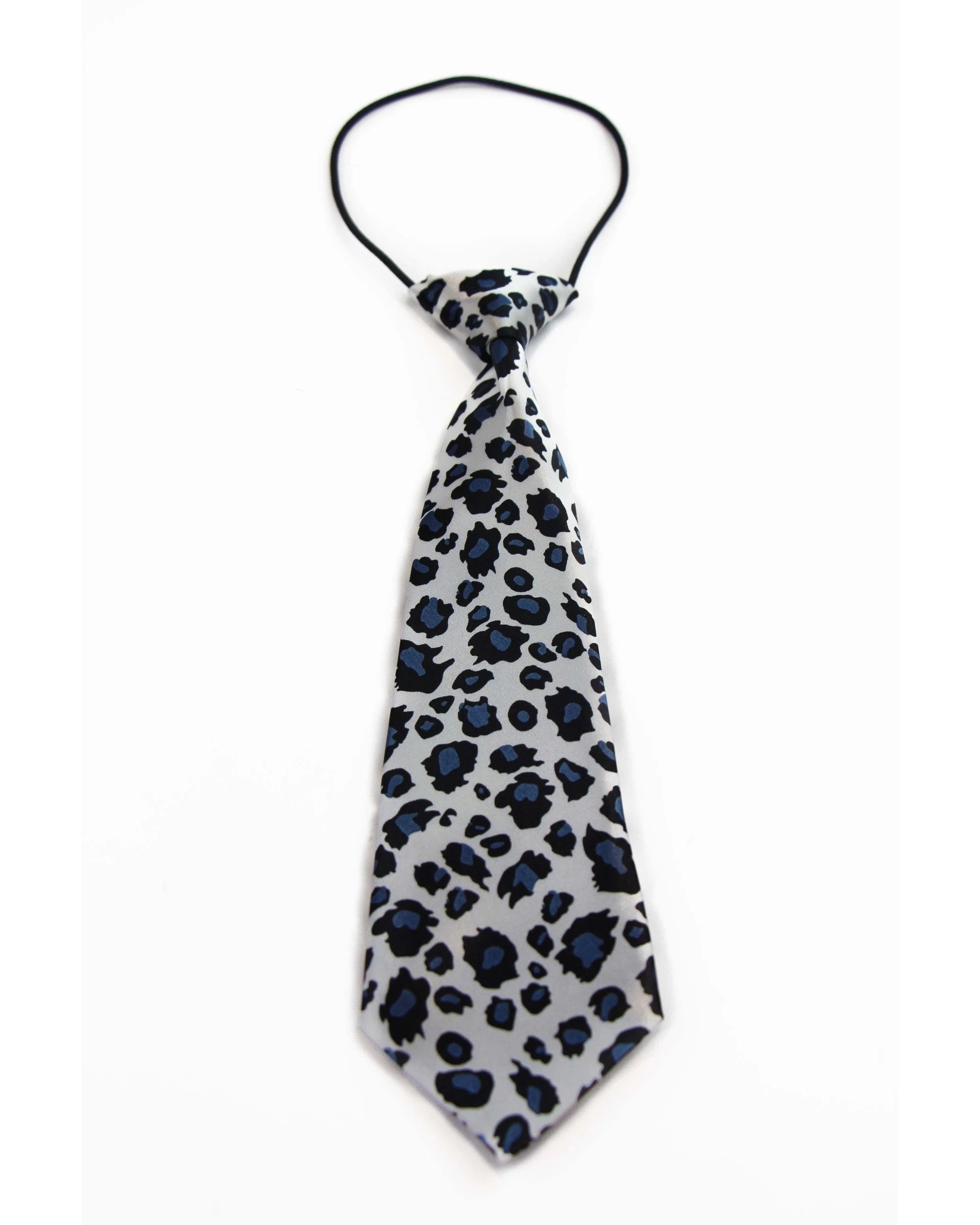 2 Zasel Kids Boys Black & Navy Patterned Elastic Neck Tie - Leopard White - Multi, 2 of 2