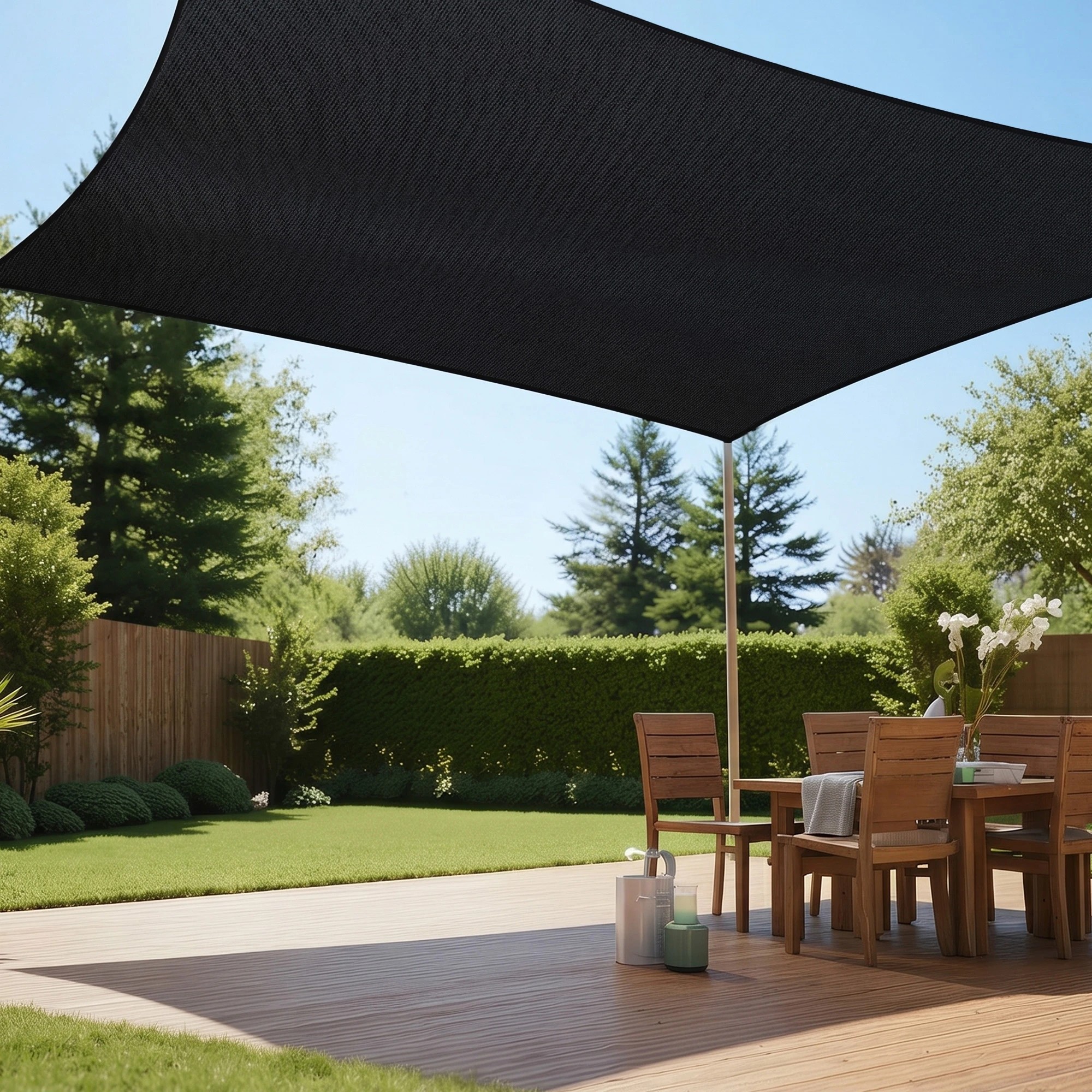 6 Instahut Sun Shade Sail Cloth 98% UV Block Outdoor Canopy Rectangle 5X6M - Black, 6 of 9