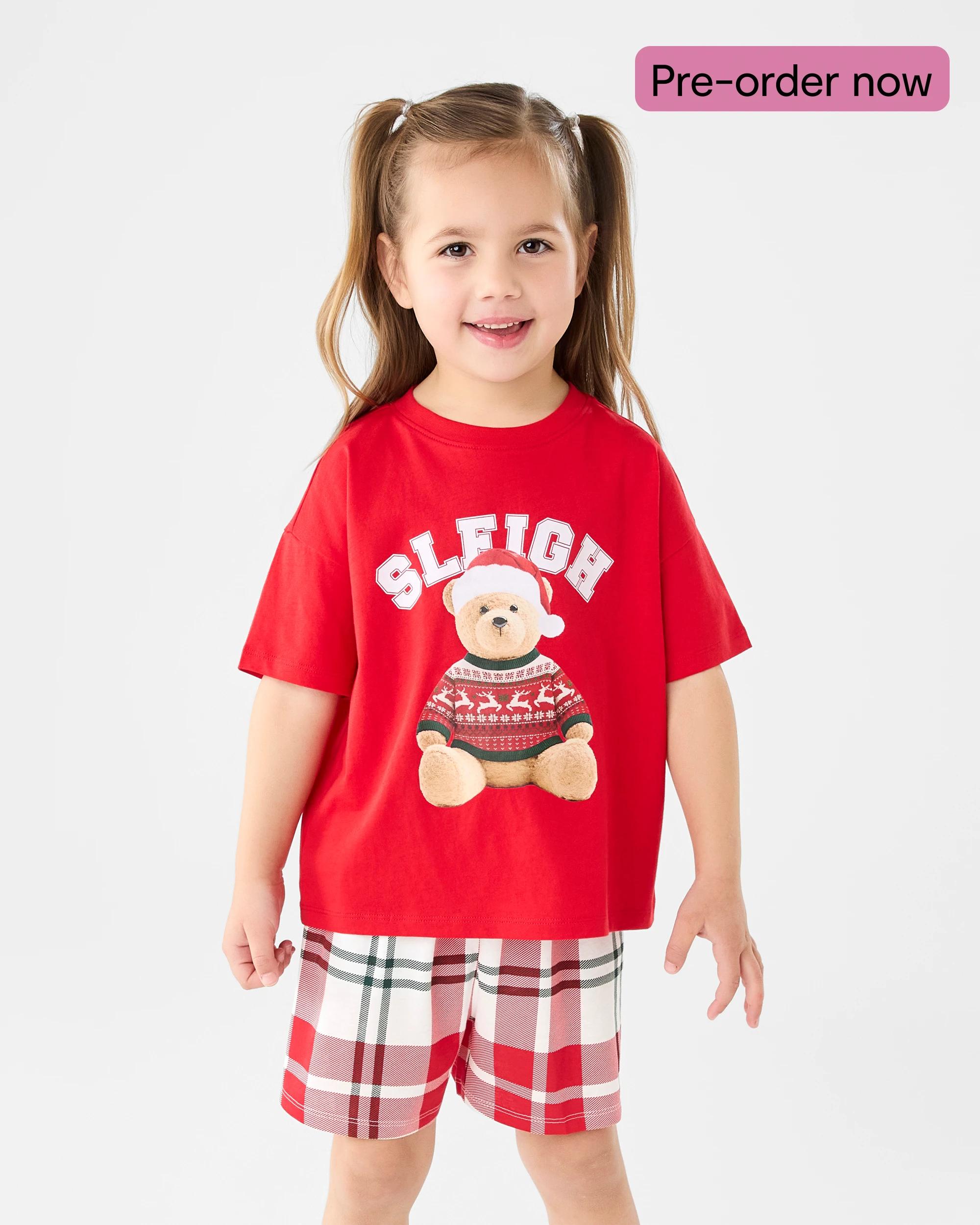 1 Family Matching Christmas Sleigh Bear Younger Kids Pyjama Set Xmas Teddy, 1 of 9