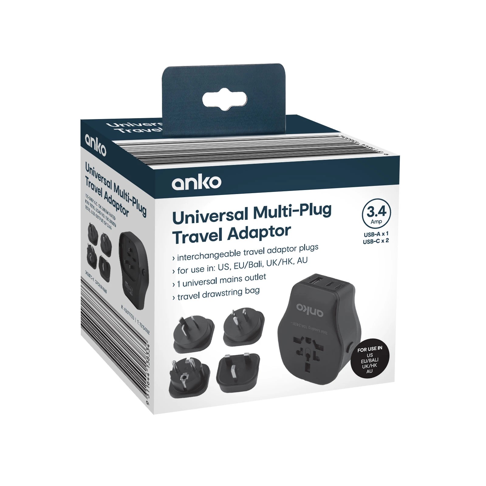 5 Universal Multi-Plug Travel Adaptor - Black, 5 of 5