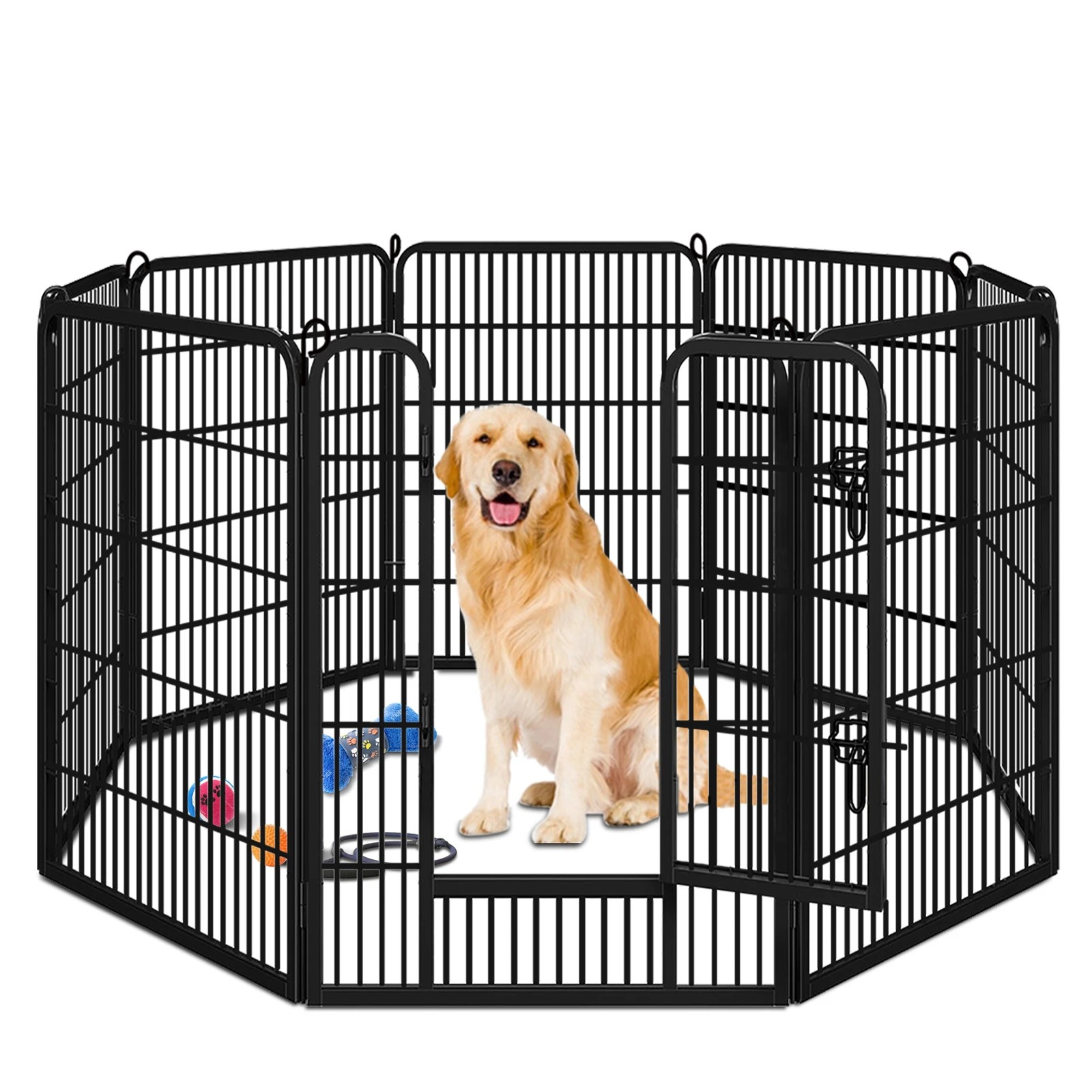 3 Beastie Pet Playpen Large 8 Panel Fence Enclosure Dog Metal Exercise Pen 40 Inch - Black, 3 of 8