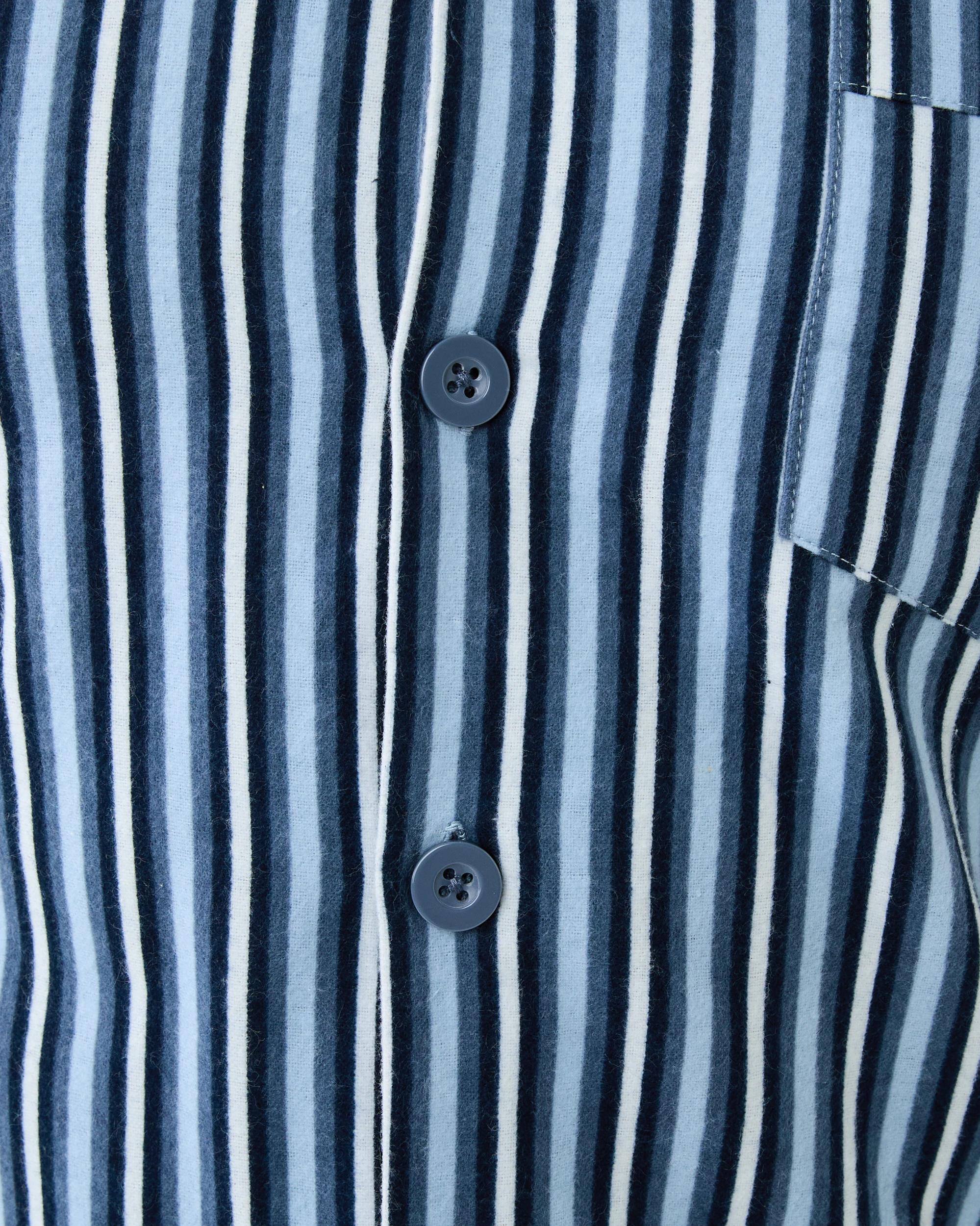 7 Print Flannel Pyjama Set Blu Stripe, 7 of 8