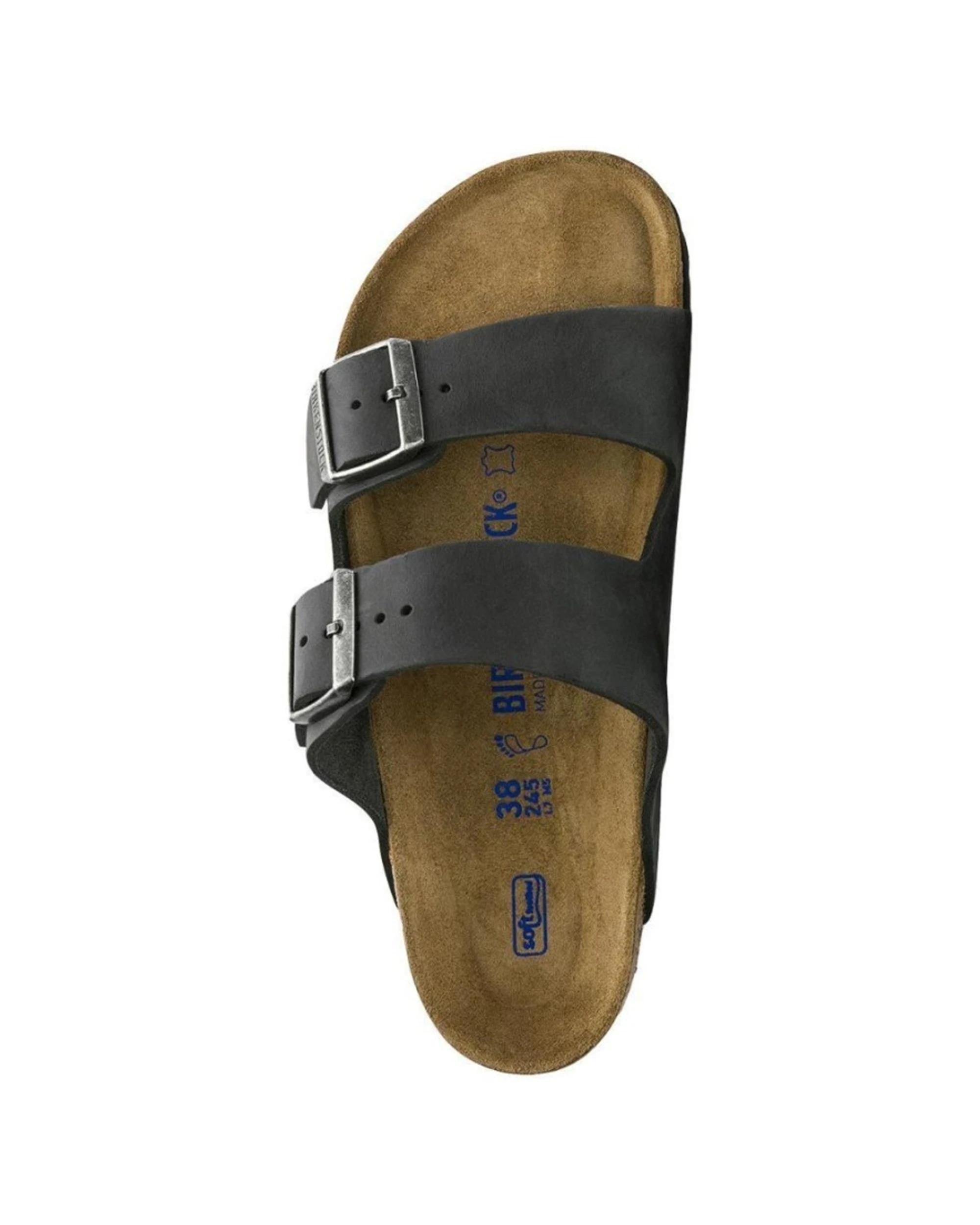 5 Birkenstock Arizona Oiled Leather Soft Footbed Sandals Regular BLACK, 5 of 7