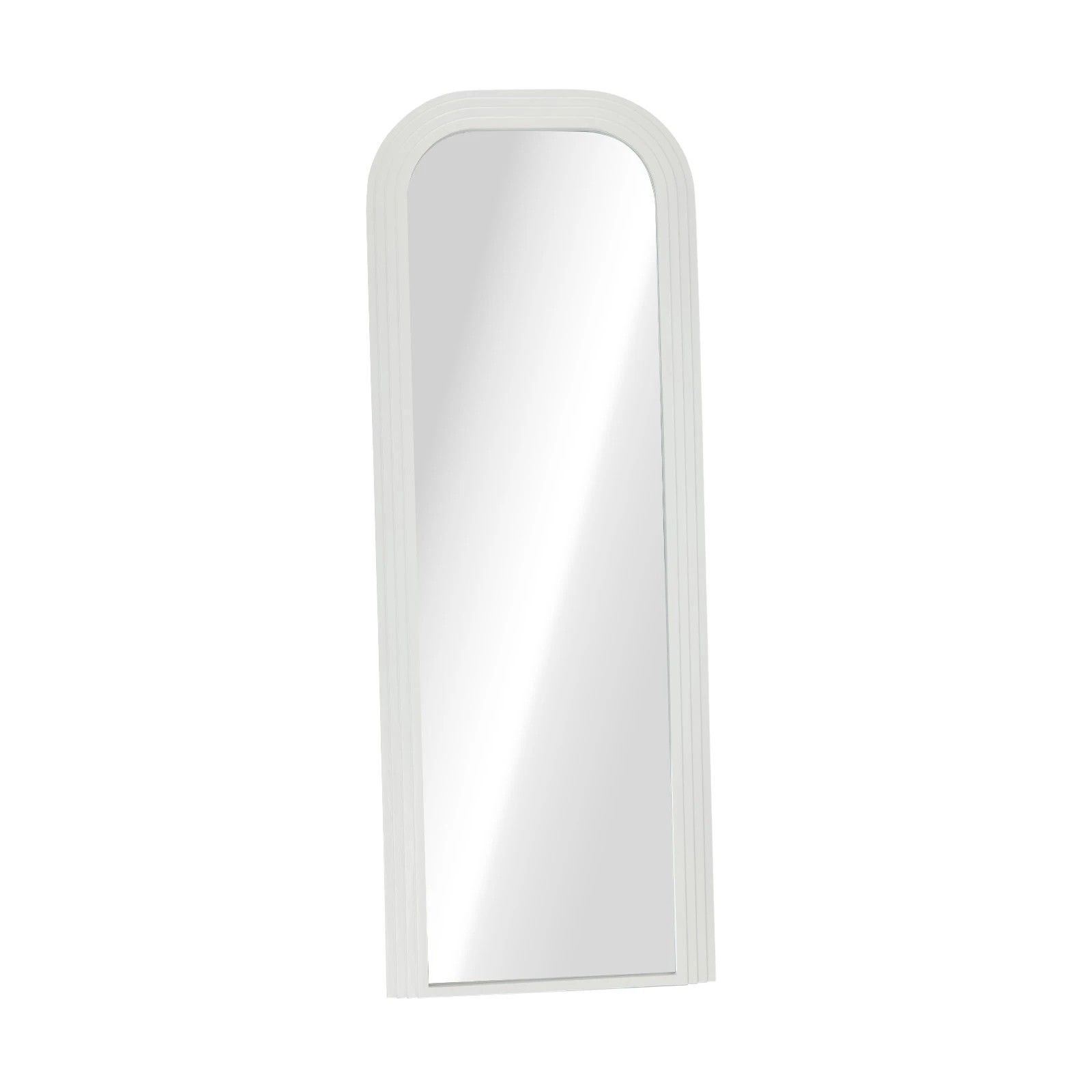 1 Oikiture Full Length Arch Mirror 165x60cm Wood Top Rounded Corner Bedroom - White, 1 of 10