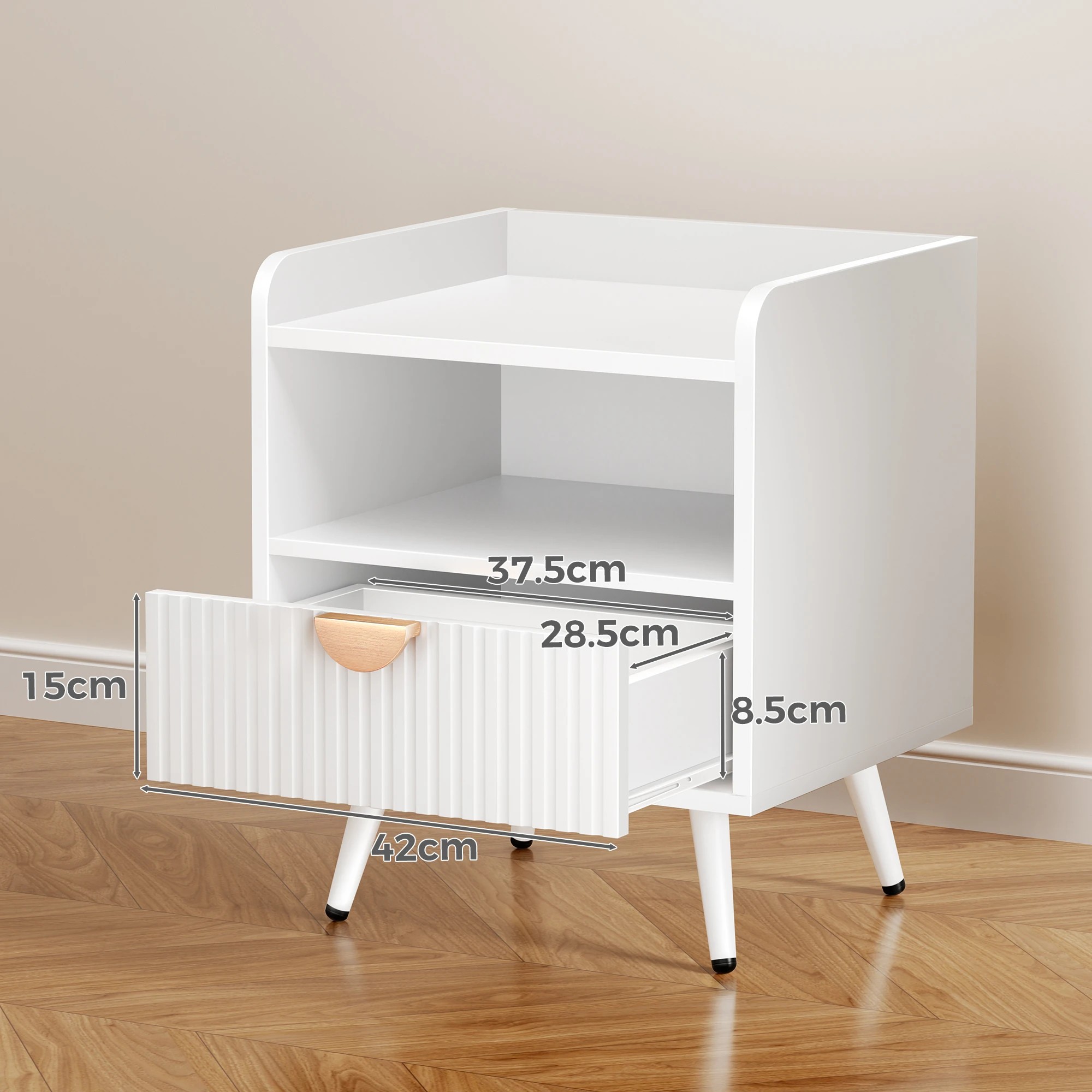 9 Alfordson Bedside Table with Drawer - White, 9 of 9