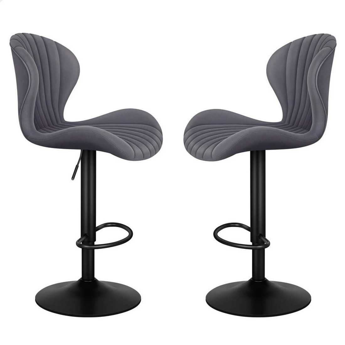 1 Alfordson 2x Bar Stools Gas Lift Air Leather Bar Chairs Kitchen Swivel - Grey, 1 of 9