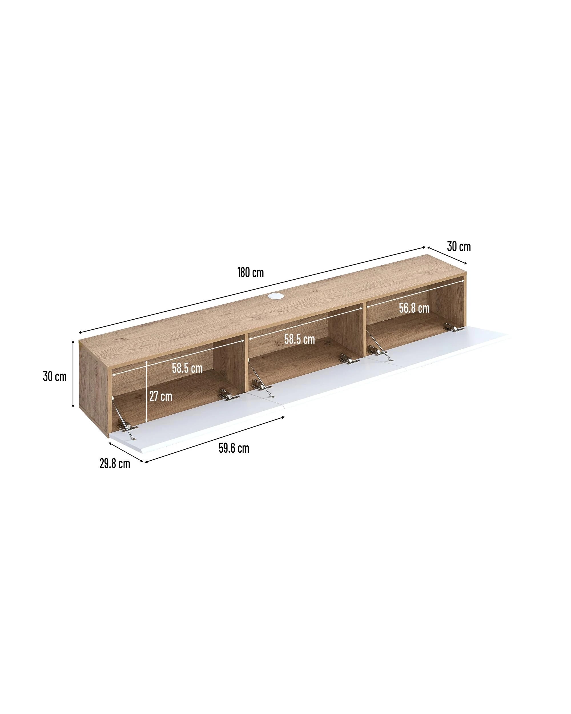 7 Kodu Wall Mount Entertainment TV Unit Floating 3 Doors 180cm - White, 7 of 7
