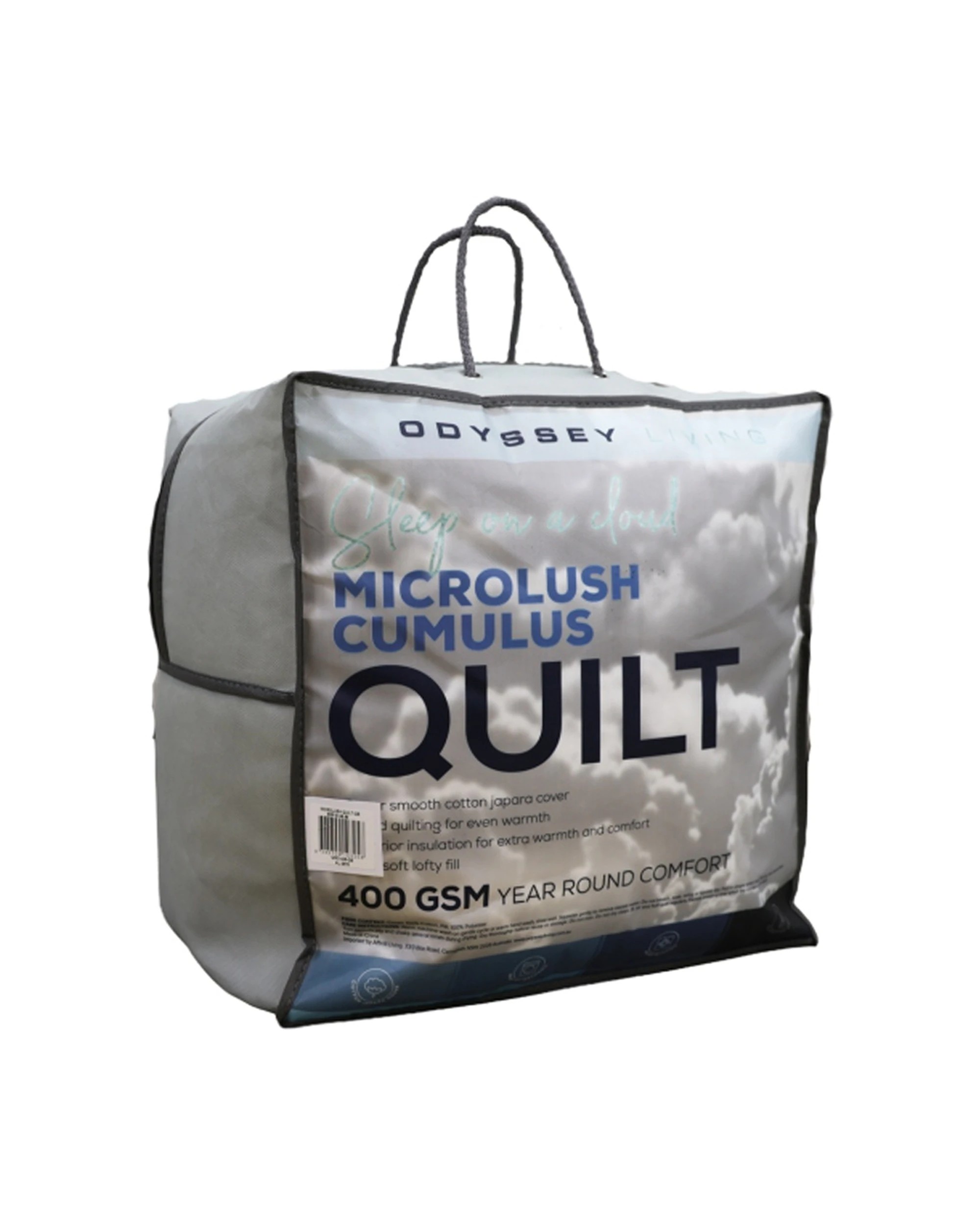 2 Odyssey Living Microlush Winter Cumulus 400GSM Quilt Doona Extra Warm - Single Bed - White, 2 of 3