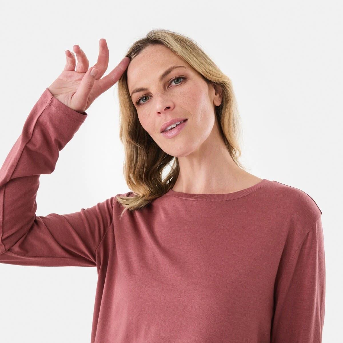 4 Long Sleeve Cotton Modal T-shirt DRIED RED, 4 of 5