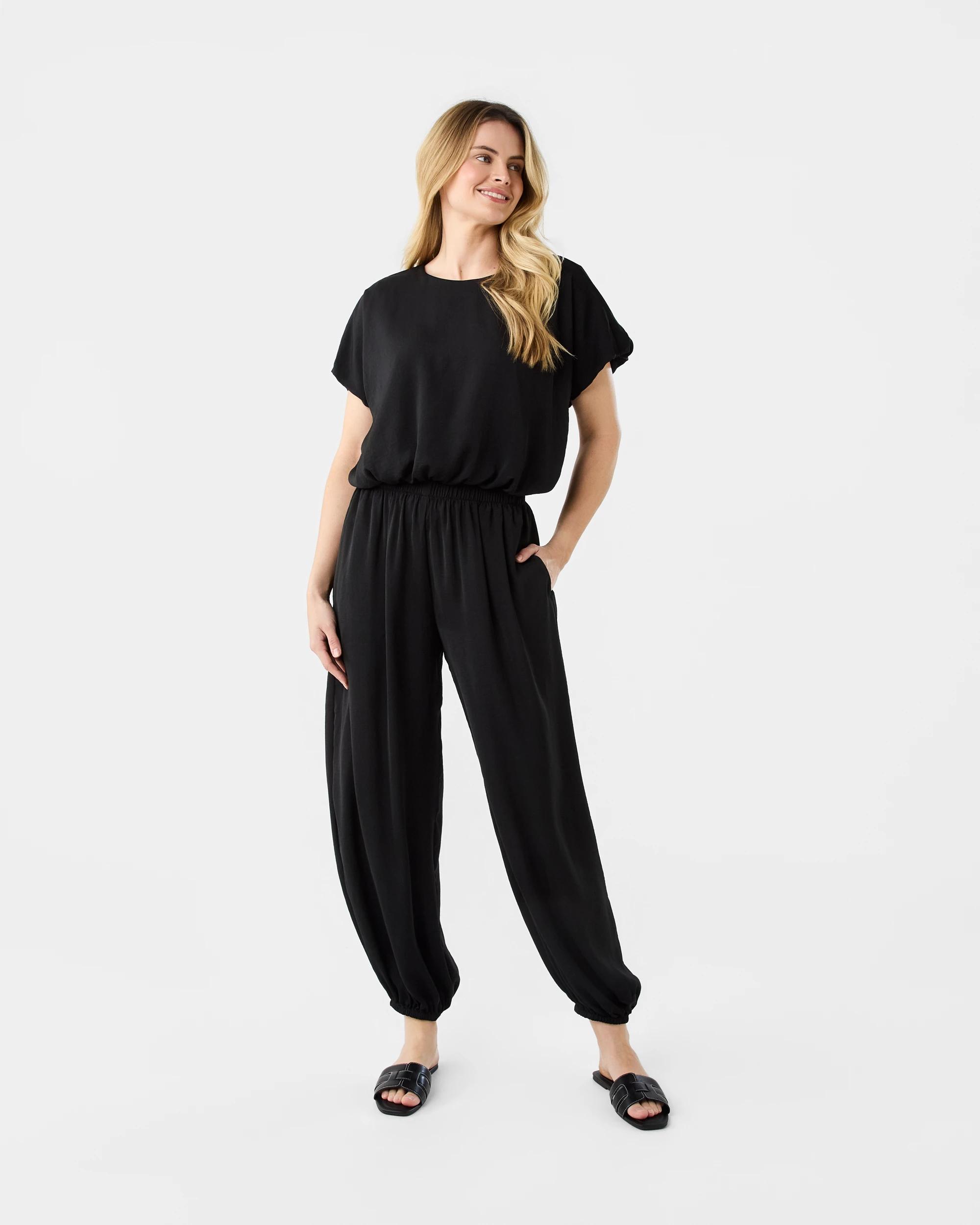 6 Satin Harem Pants Black, 6 of 6
