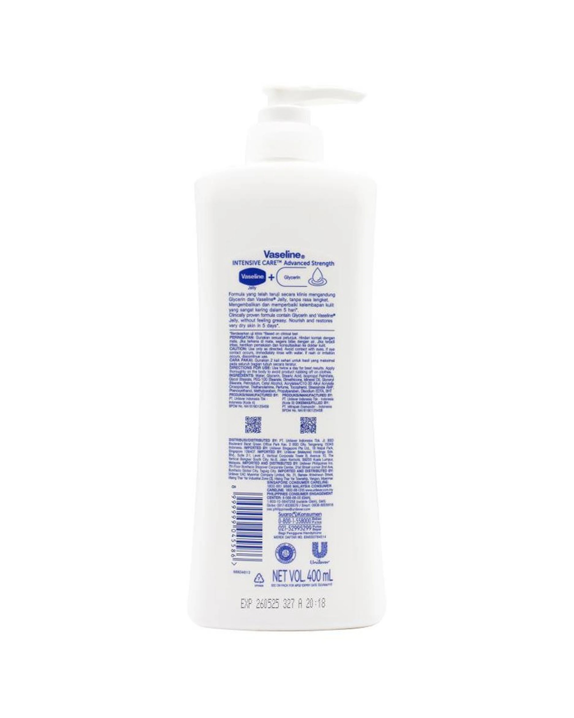 3 Vaseline Intensive Care Body Lotion Advanced Strength For Dry Skin 6PK 400m - White, 3 of 4