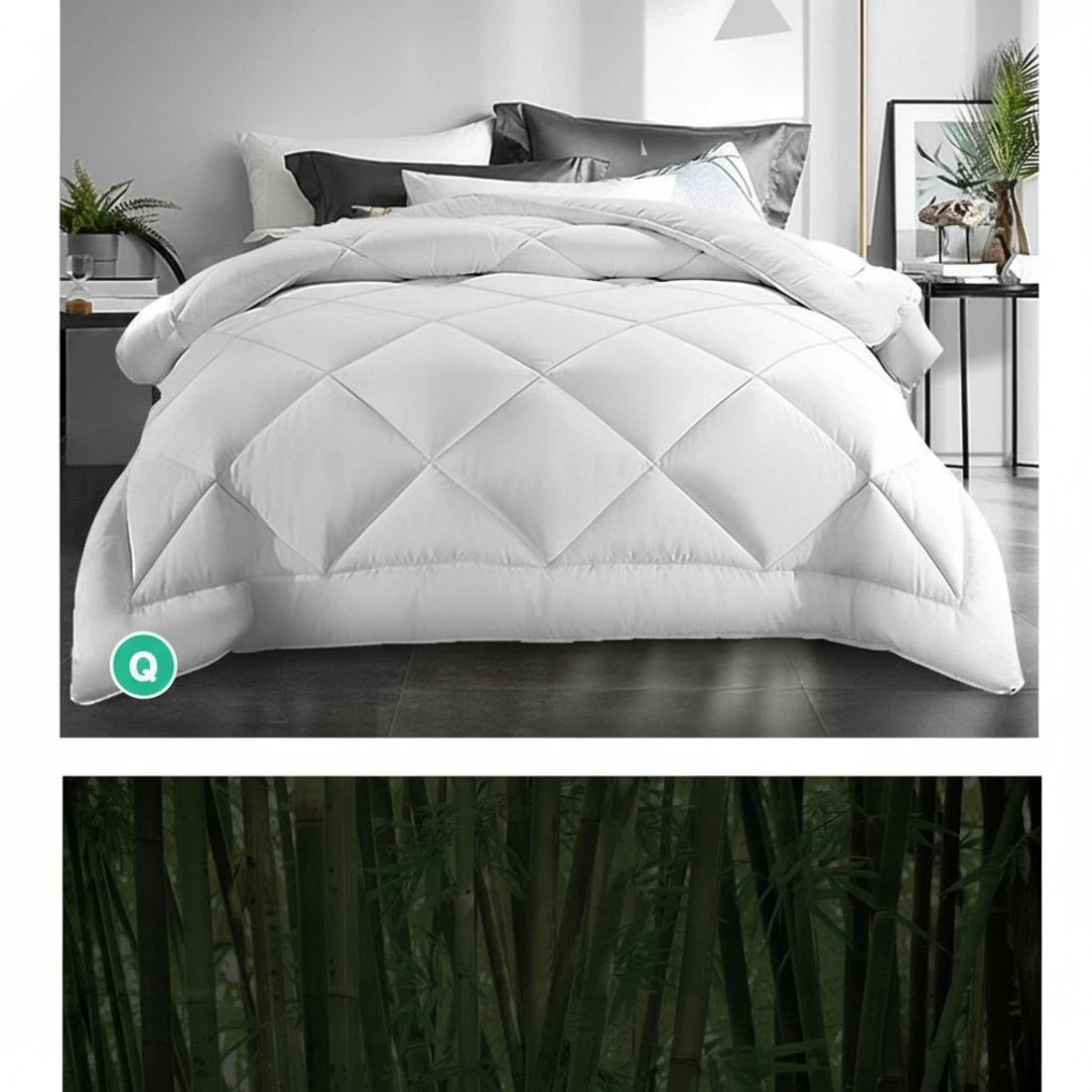 7 Giselle Bedding 400GSM Microfibre Bamboo Quilt Queen - White, 7 of 8