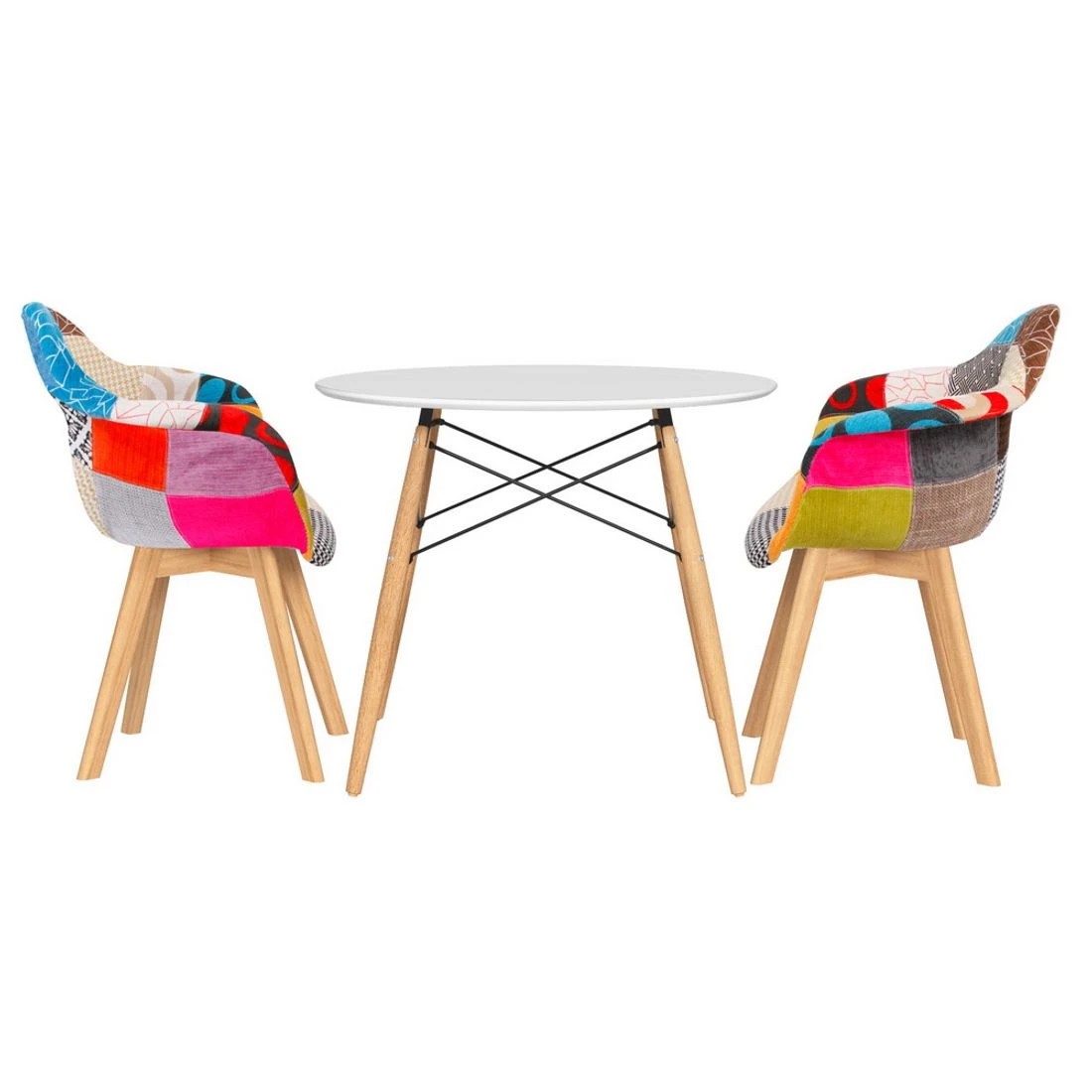 3 1 Artiss Dining Table and 2 Chairs Set DSW 90cm - Multi, 3 of 6