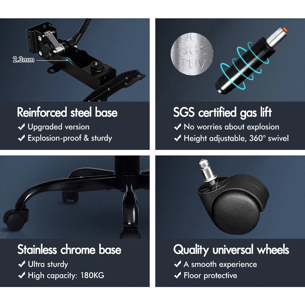 9 Alfordson Massage Office Chair Velvet Footrest Executive Gaming Racing Seat - Blue, 9 of 10